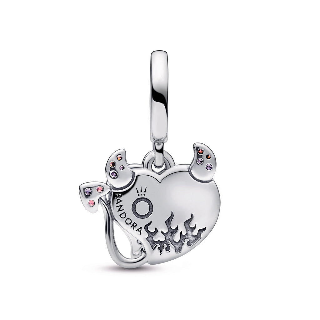 PANDORA Devil Heart Double Dangle Charm Sterling Silver Charms Bracelet Charm Jewelry Gift