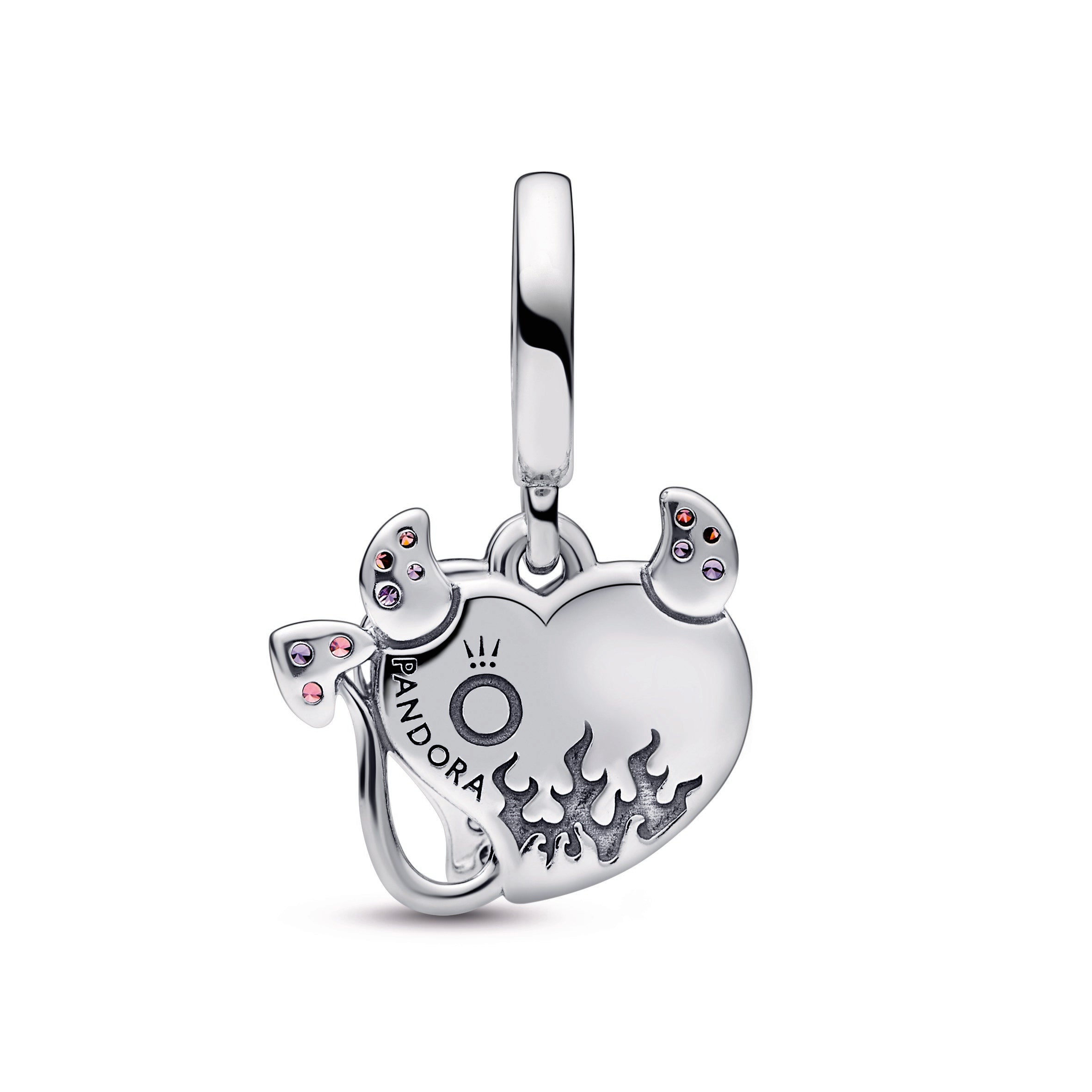 PANDORA Devil Heart Double Dangle Charm Sterling Silver Charms Bracelet Charm Jewelry Gift
