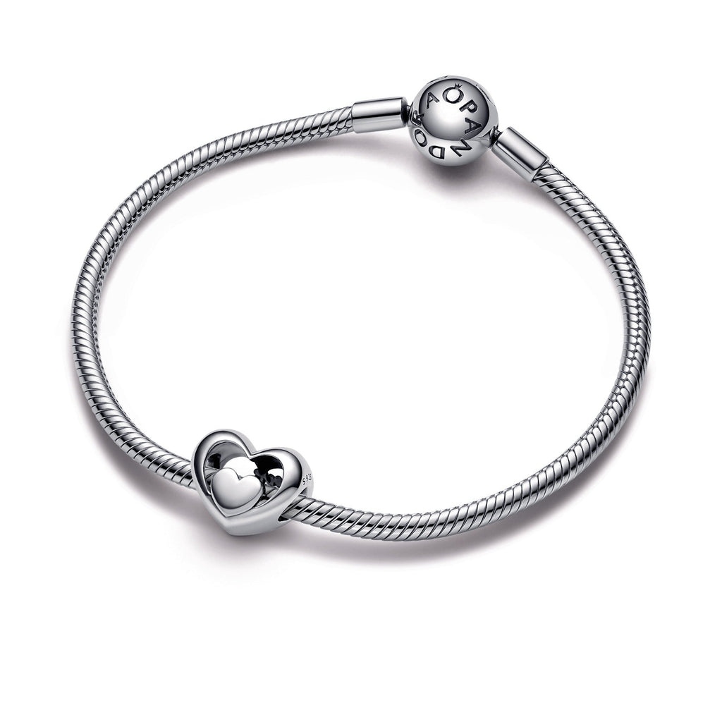 PANDORA Openwork Heart And Script Charm Sterling Silver Charms Bracelet Charm Jewelry Gift