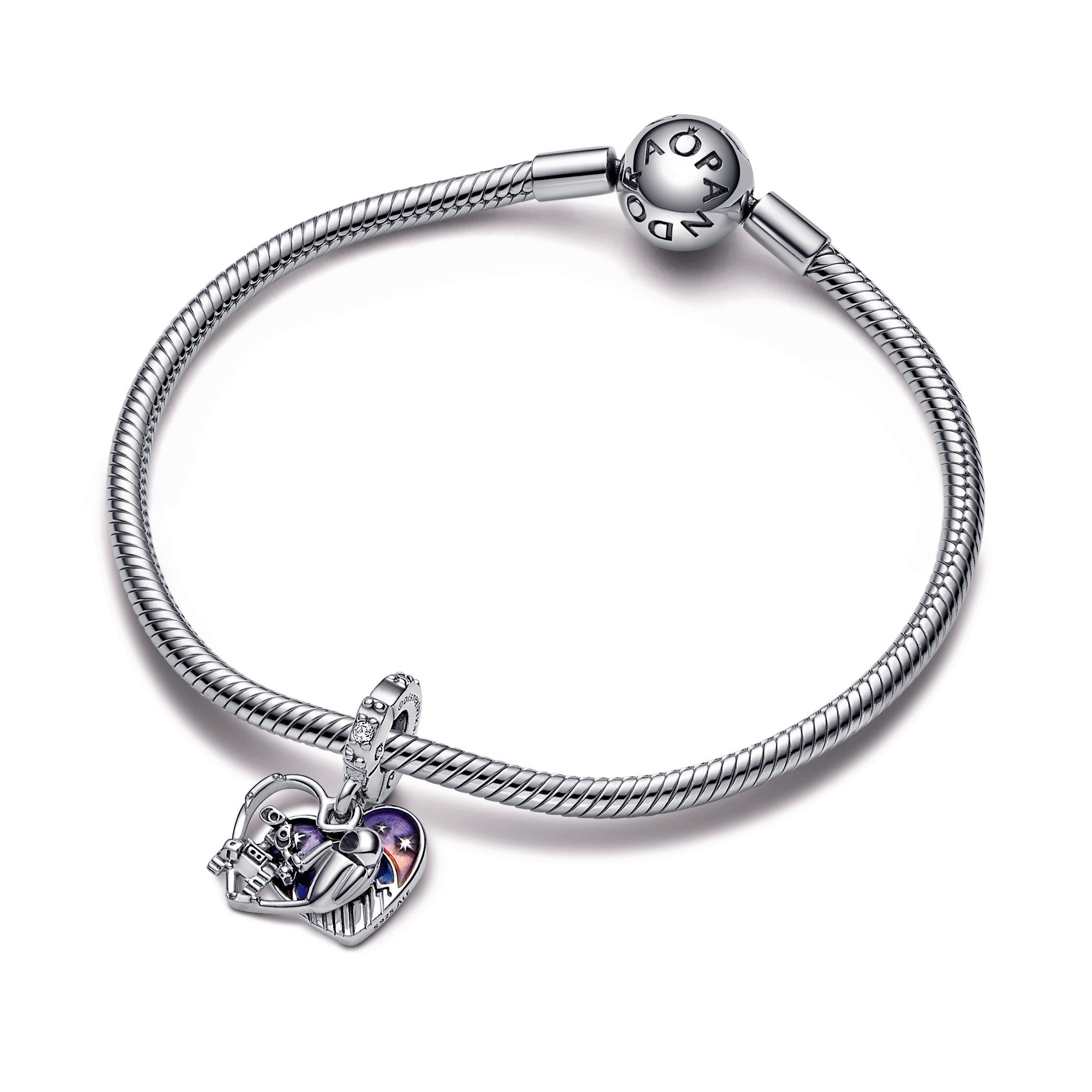 PANDORA Disney Pixar Wall-E And Eve Glow-in-the-dark Dangle Charm Enamel Charms Bracelet Charm Jewelry Gift