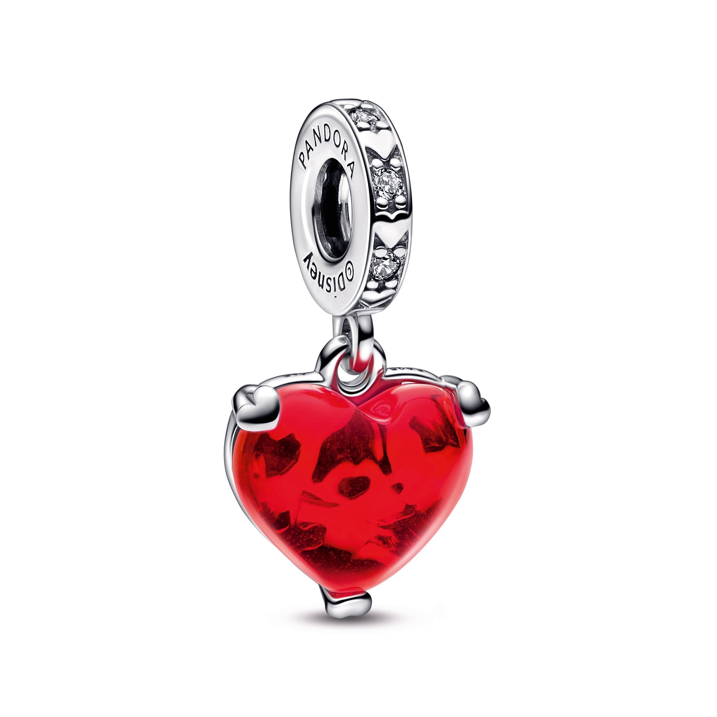 PANDORA Disney Mickey And Minnie Mouse Kiss Red Murano Glass Dangle Charm Charms Bracelet Charm Jewelry Gift