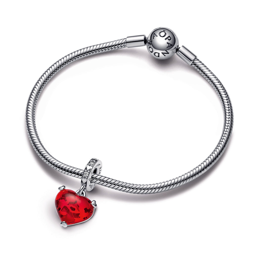 PANDORA Disney Mickey And Minnie Mouse Kiss Red Murano Glass Dangle Charm Charms Bracelet Charm Jewelry Gift