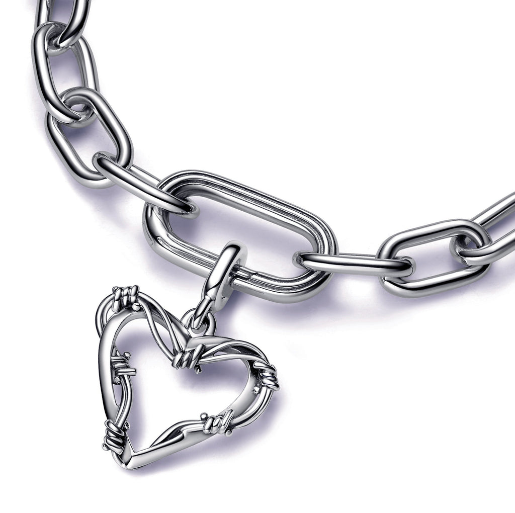 PANDORA ME Wire Heart Medallion Sterling Silver Charms Bracelet Charm Jewelry Gift