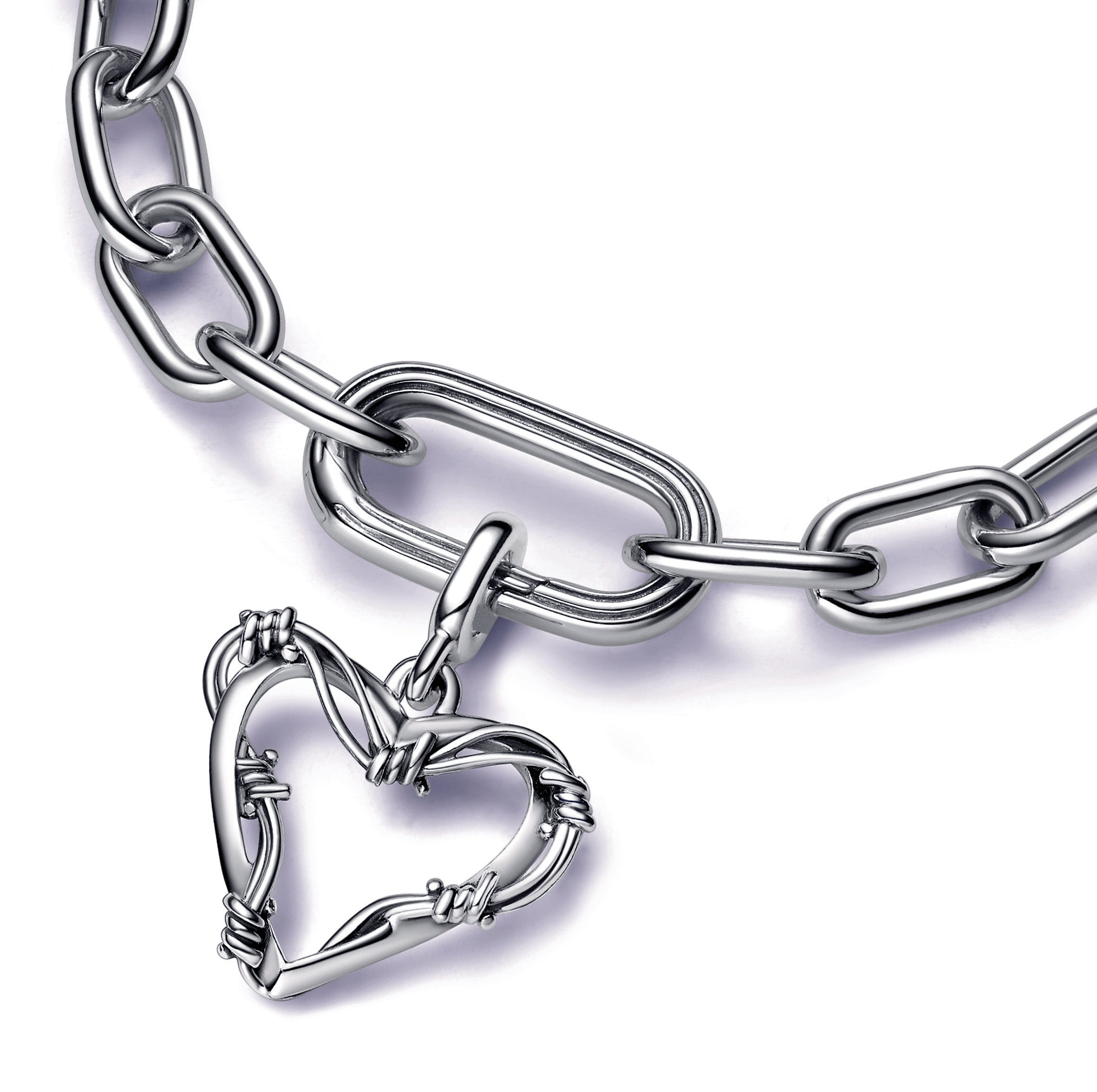 PANDORA ME Wire Heart Medallion Sterling Silver Charms Bracelet Charm Jewelry Gift