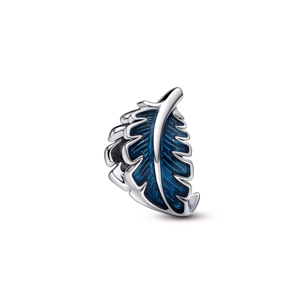 PANDORA Blue Curved Feather Charm Enamel Charms Bracelet Charm Jewelry Gift