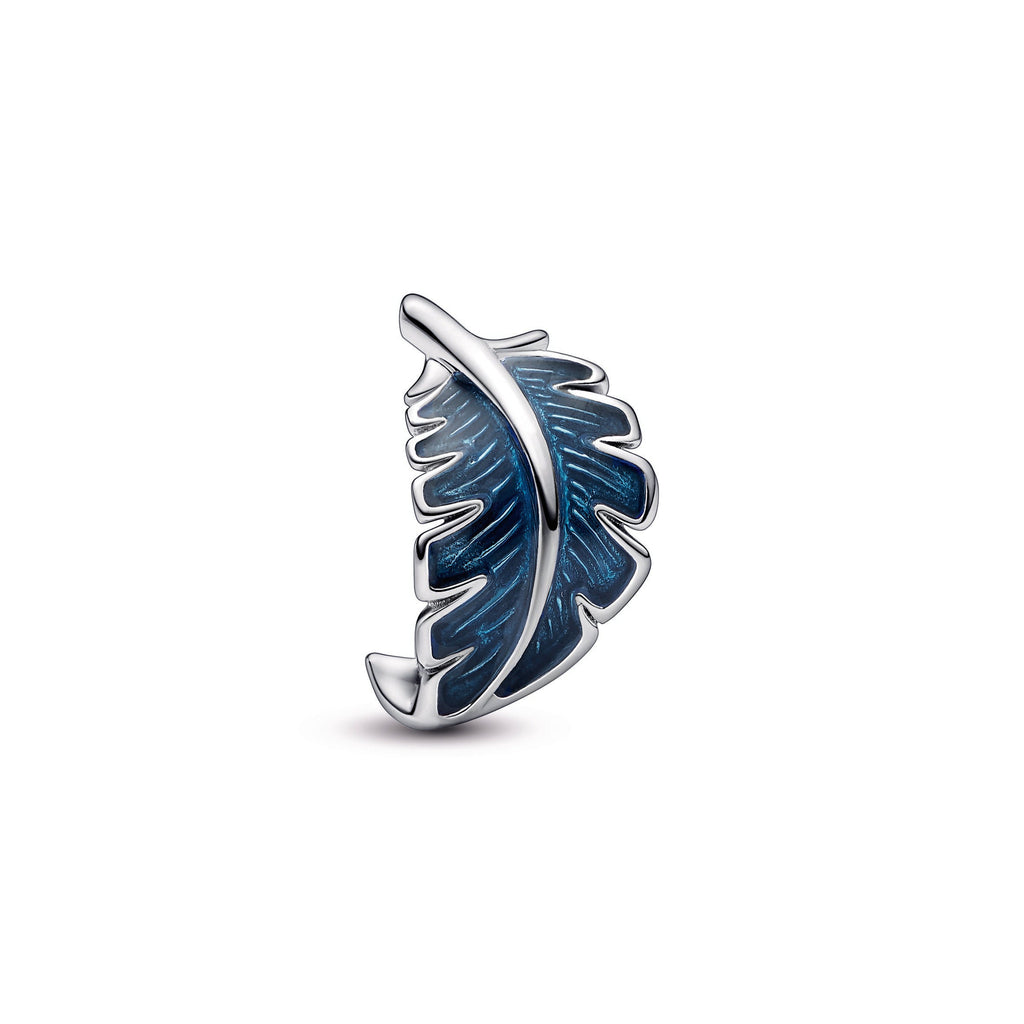 PANDORA Blue Curved Feather Charm Enamel Charms Bracelet Charm Jewelry Gift