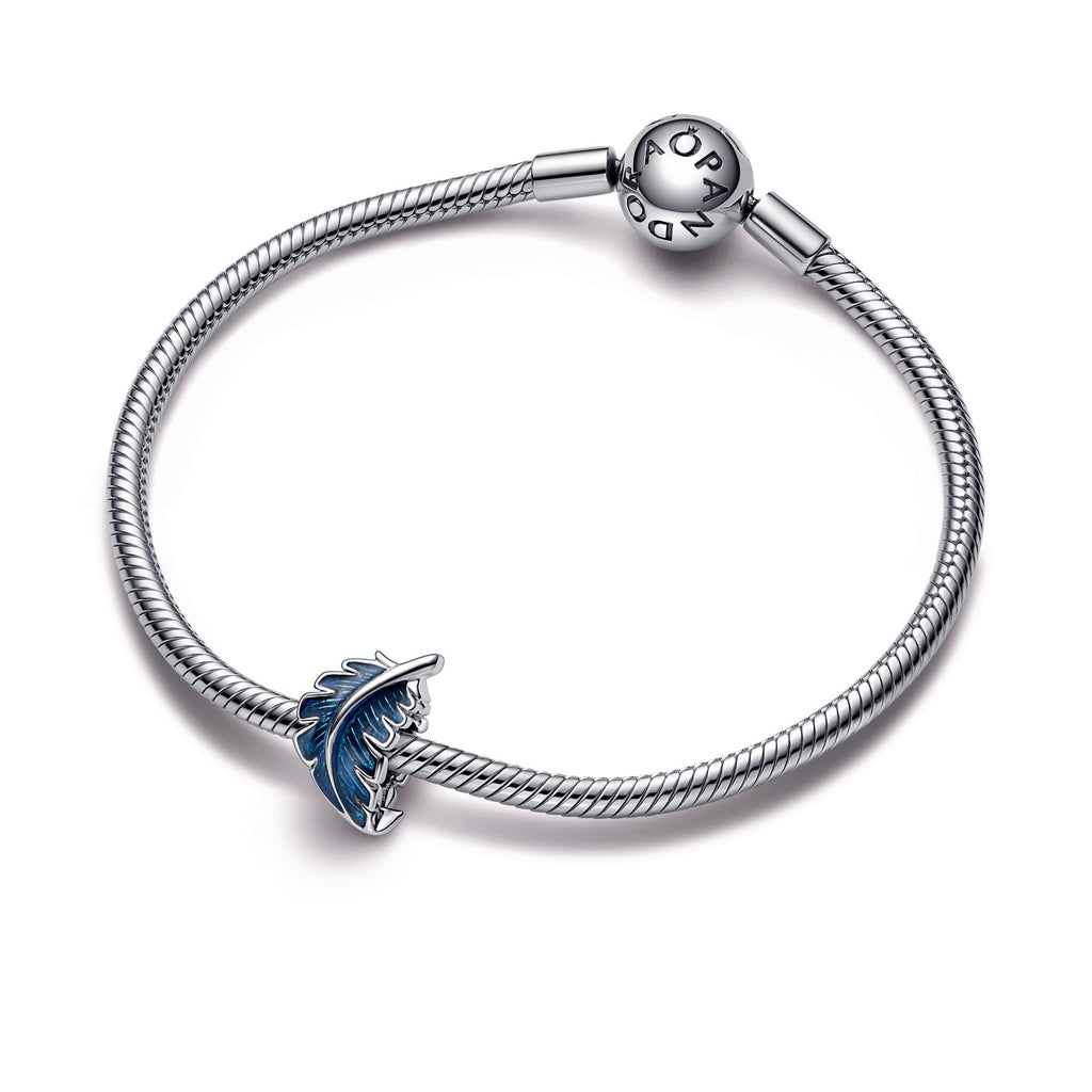 PANDORA Blue Curved Feather Charm Enamel Charms Bracelet Charm Jewelry Gift