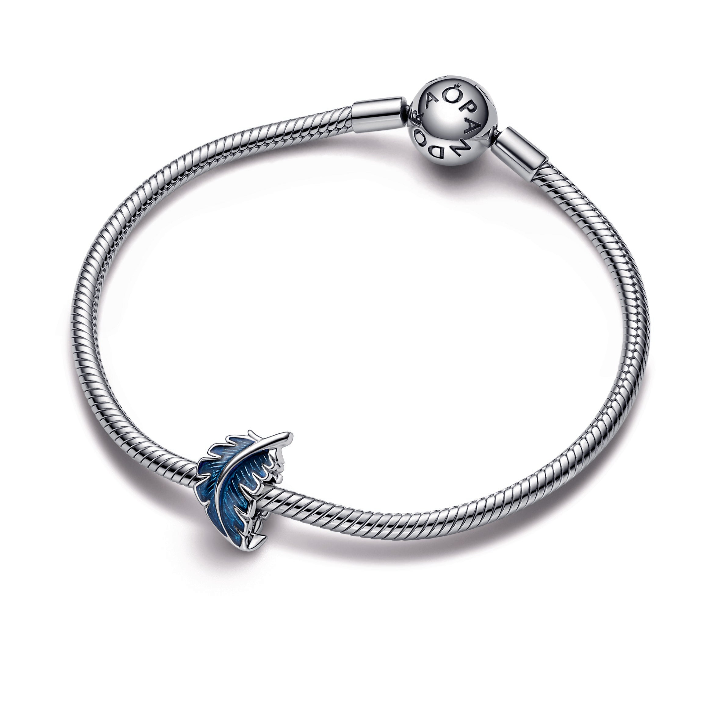 PANDORA Blue Curved Feather Charm Enamel Charms Bracelet Charm Jewelry Gift