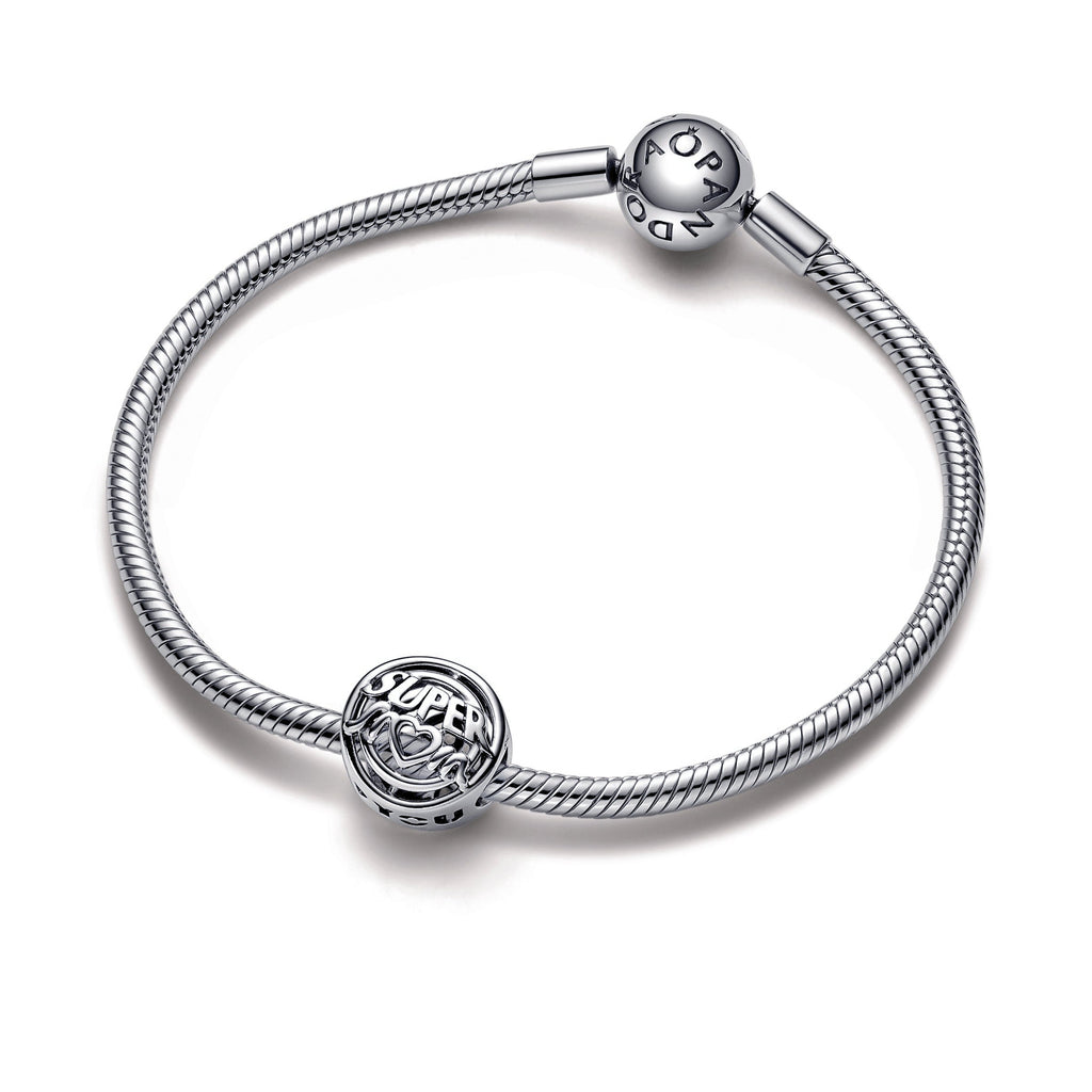 PANDORA Mum Hero Openwork Charm Sterling Silver Mothers Day Charms Bracelet Charm Jewelry Gift