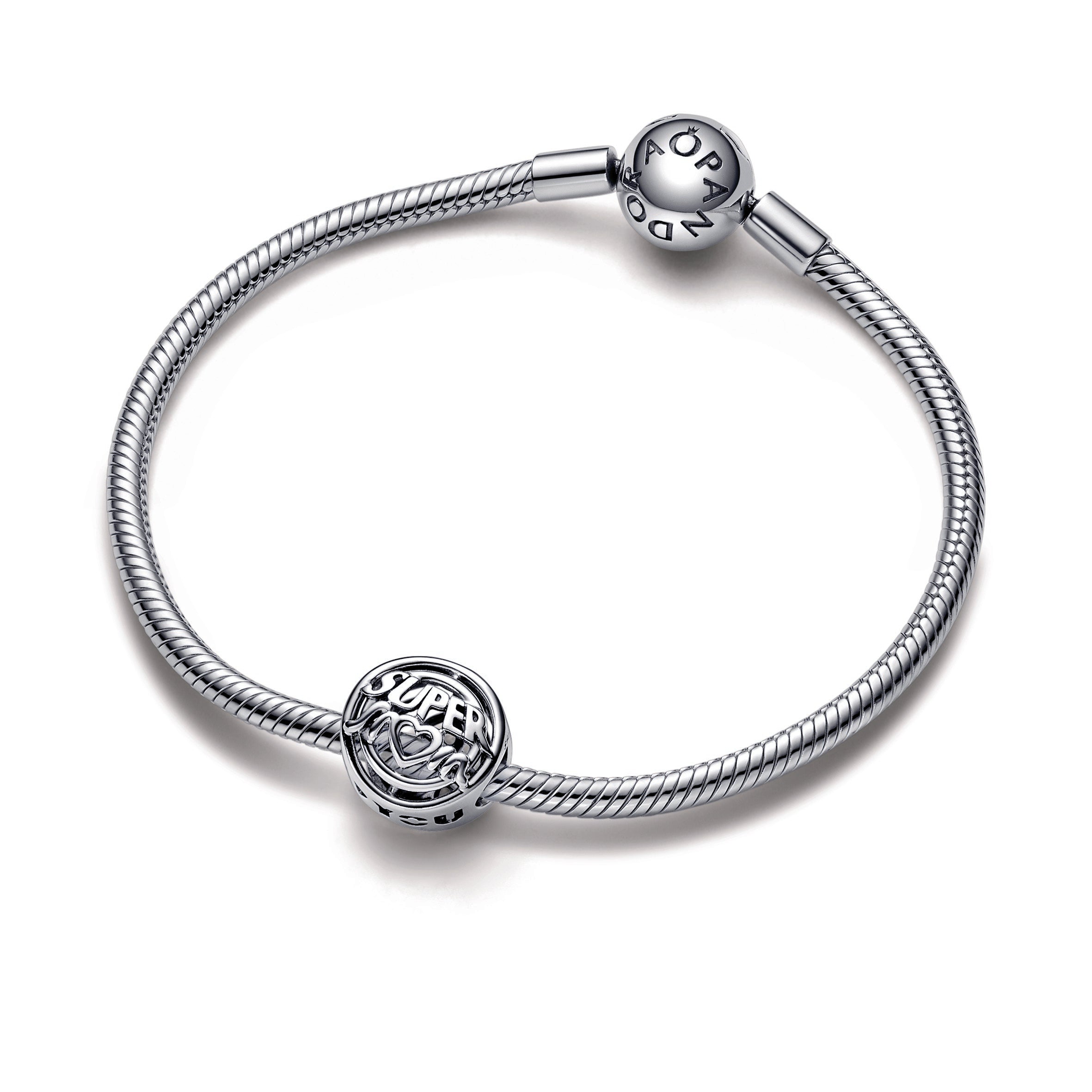 PANDORA Mum Hero Openwork Charm Sterling Silver Mothers Day Charms Bracelet Charm Jewelry Gift