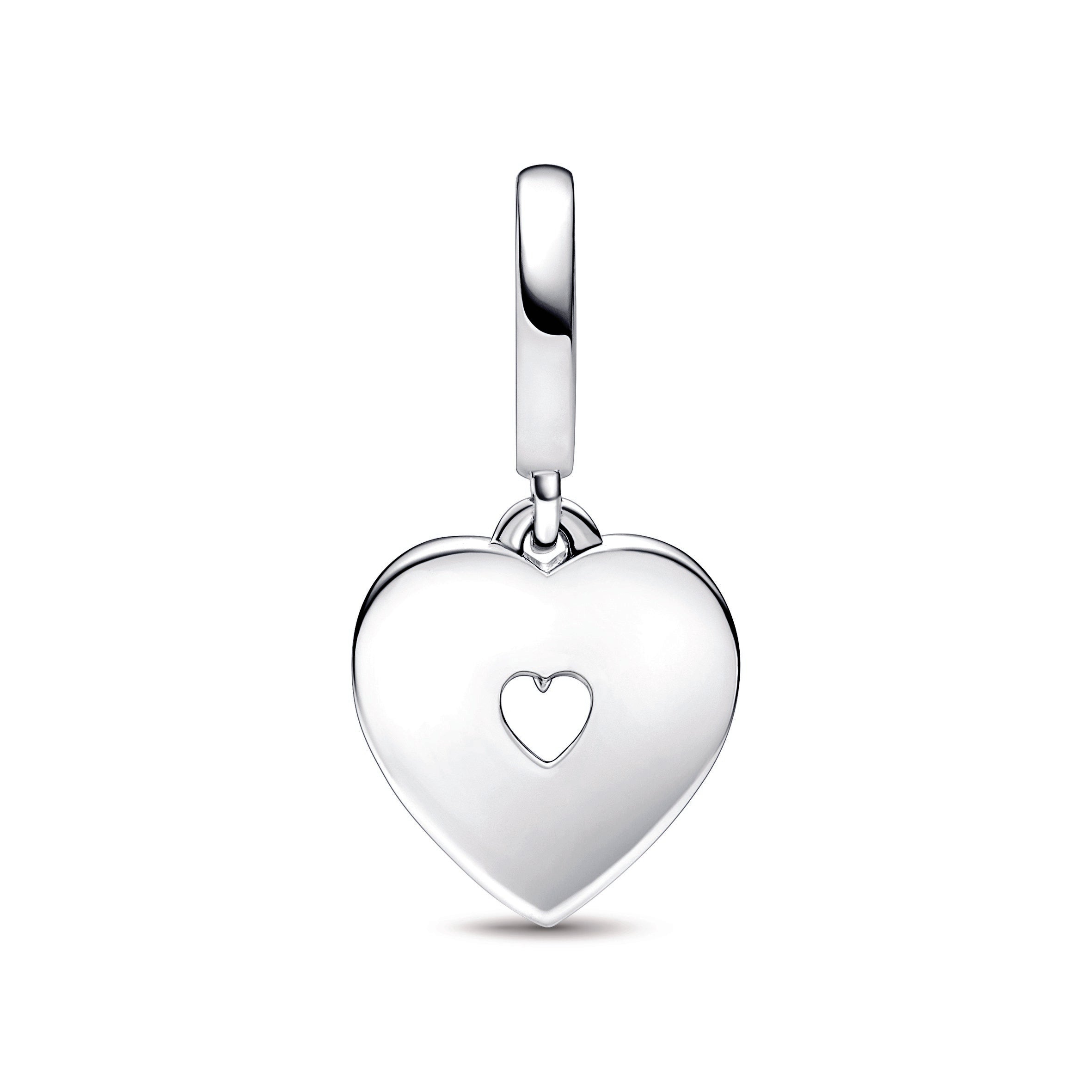 PANDORA Pearlescent White Heart Double Dangle Charm Silver Mothers Day Charms Bracelet Charm Jewelry Gift
