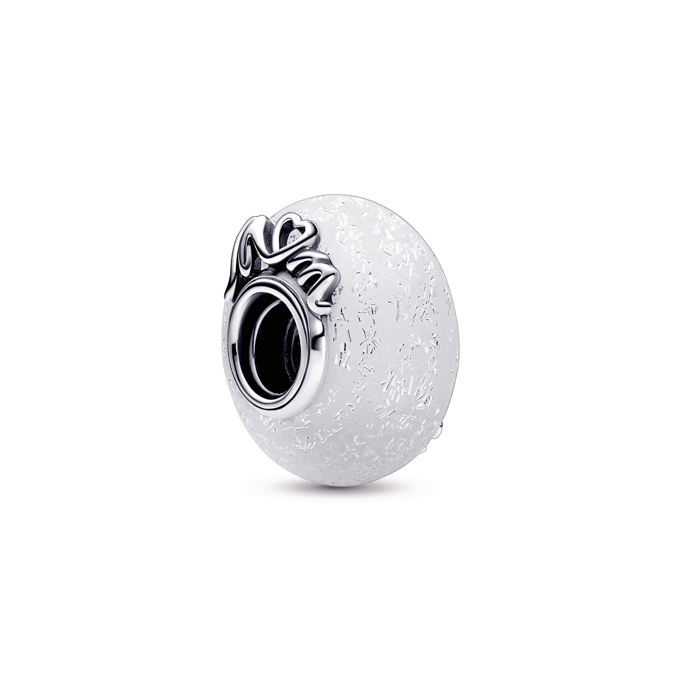 PANDORA Glittery White Murano Glass Mum And Love Charm Mothers Day Charms Bracelet Charm Jewelry Gift