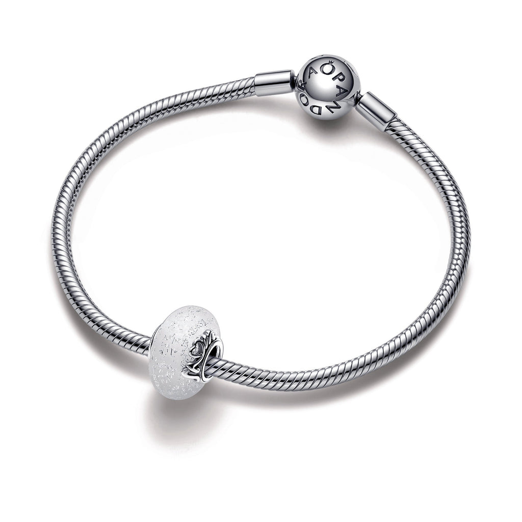 PANDORA Glittery White Murano Glass Mum And Love Charm Mothers Day Charms Bracelet Charm Jewelry Gift