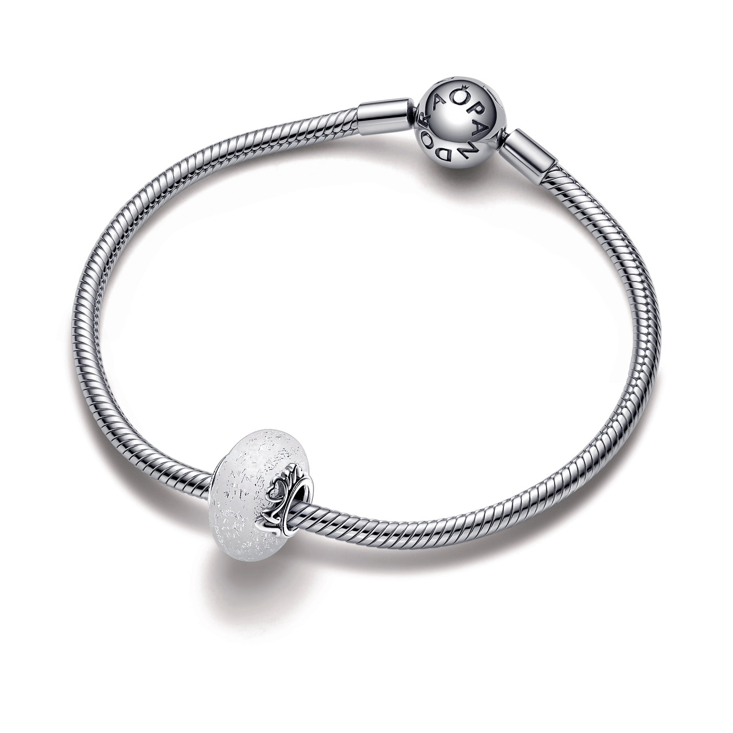 PANDORA Glittery White Murano Glass Mum And Love Charm Mothers Day Charms Bracelet Charm Jewelry Gift