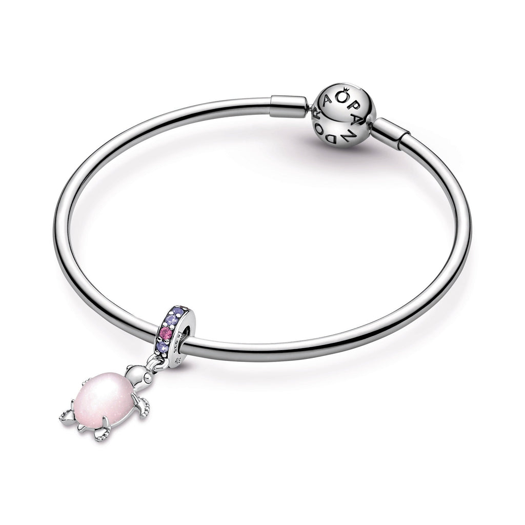 PANDORA Murano Glass Pink Sea Turtle Dangle Charm Crystals Charms Bracelet Charm Jewelry Gift