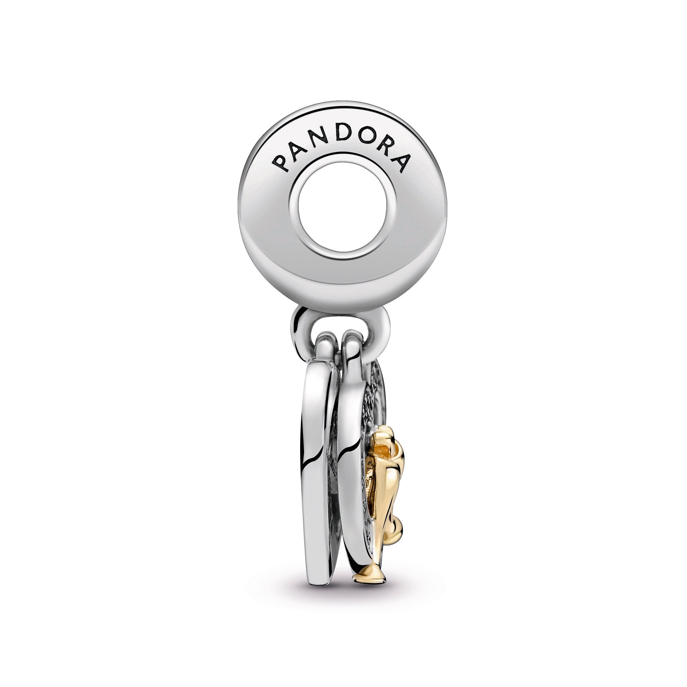 PANDORA Two-tone Happy Anniversary Dangle Charm 14K Gold Love Charms Bracelet Charm Jewelry Gift