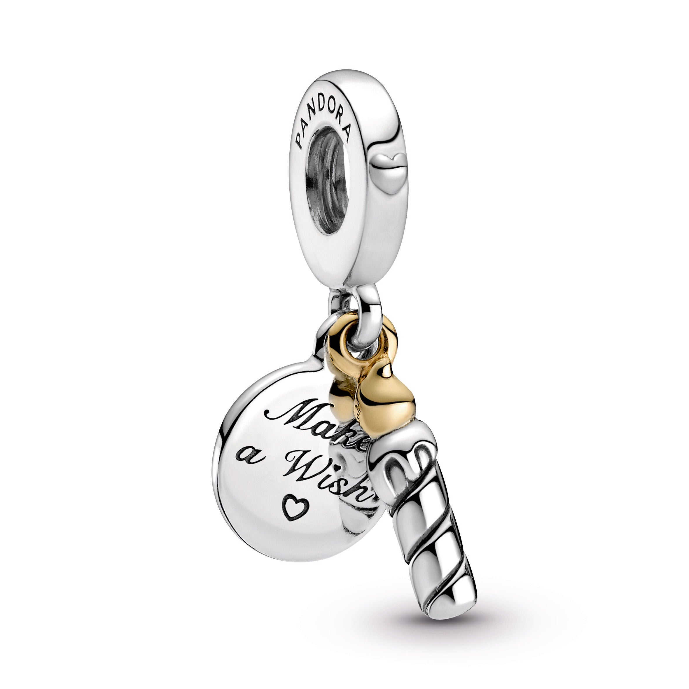 PANDORA Two-tone Birthday Candle Dangle Charm 14K Gold Auspicious Charms Bracelet Charm Jewelry Gift