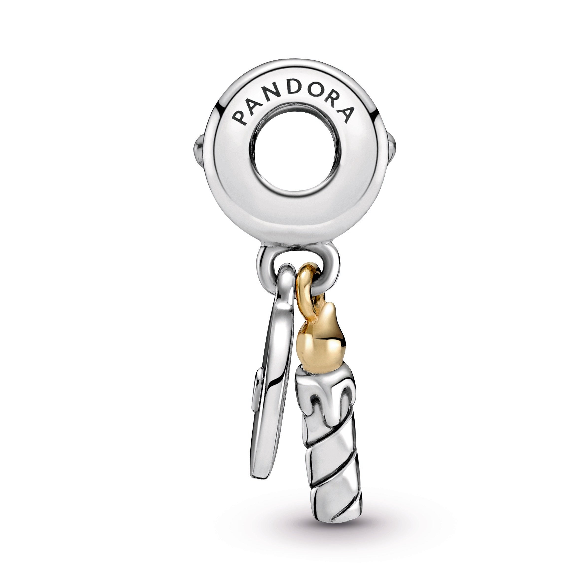 PANDORA Two-tone Birthday Candle Dangle Charm 14K Gold Auspicious Charms Bracelet Charm Jewelry Gift