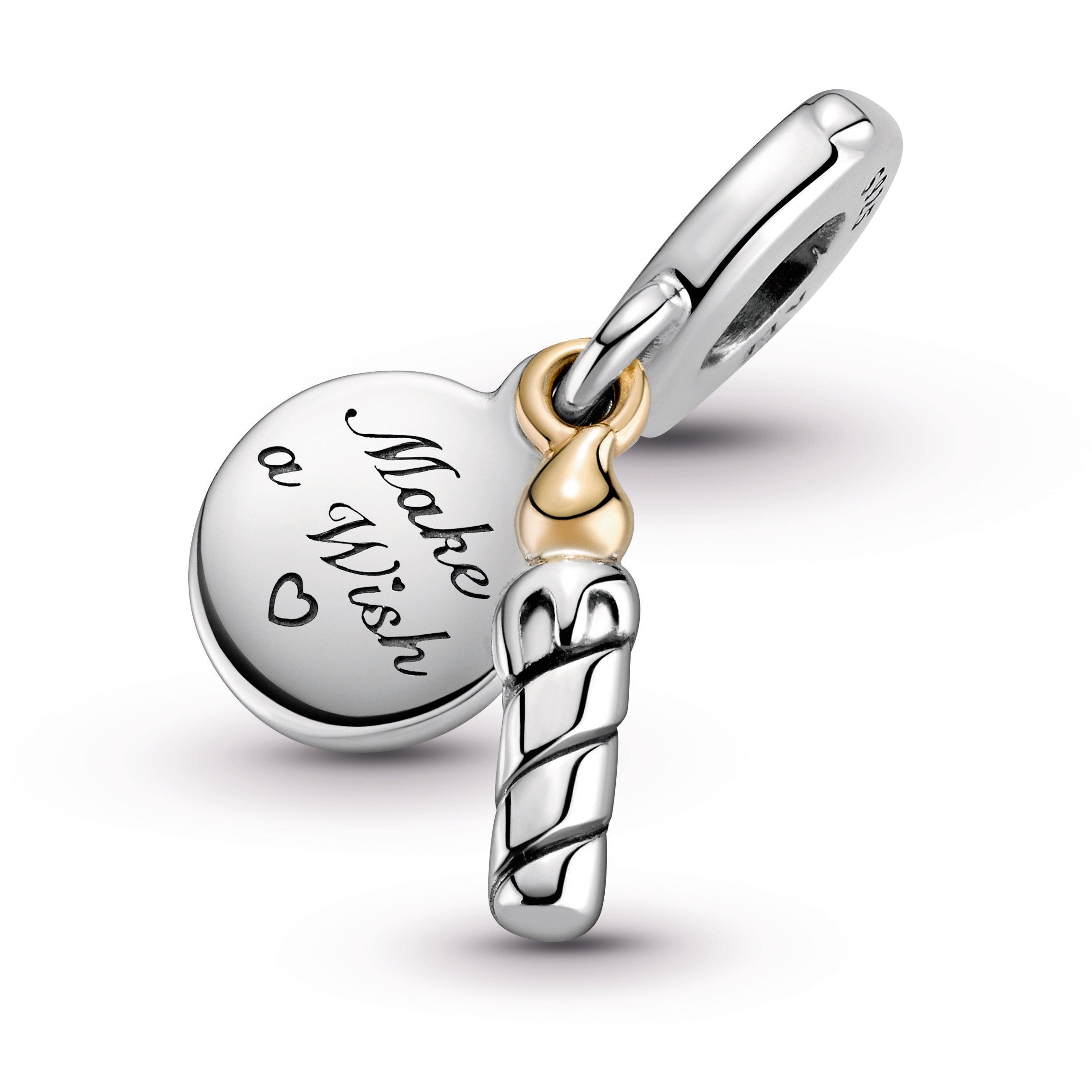 PANDORA Two-tone Birthday Candle Dangle Charm 14K Gold Auspicious Charms Bracelet Charm Jewelry Gift