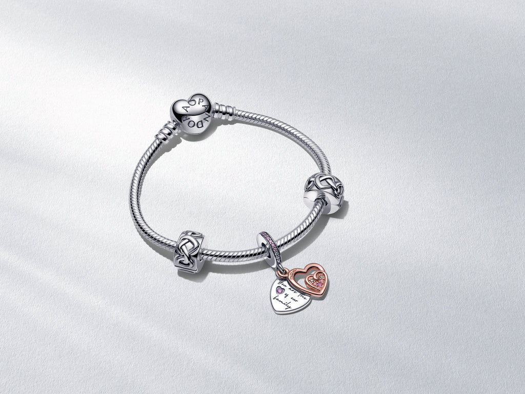 PANDORA Entwined Infinite Hearts Full Bracelet Gift Set 14K Rose Gold Plated Unique Metal Blend Giftsets Chain Bracelet Jewelry Gift