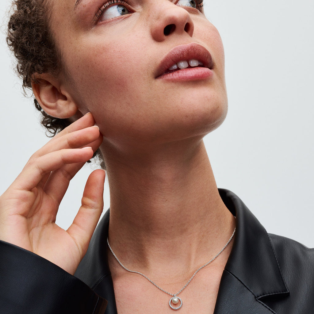 PANDORA Treated Freshwater Cultured Pearl And Pavé Collier Necklace Cubic Zirconia Necklaces Pendant Necklace Jewelry Gift