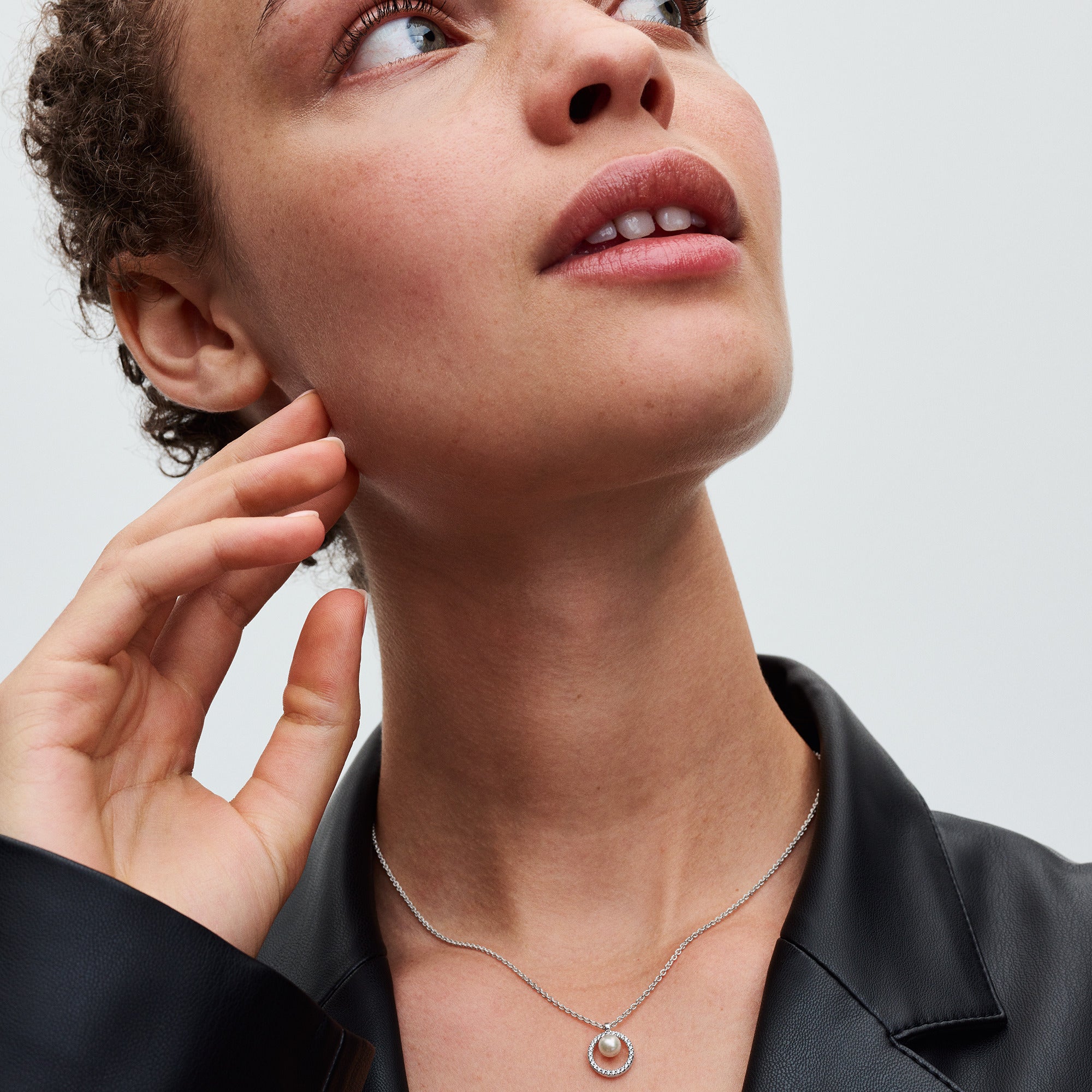 PANDORA Treated Freshwater Cultured Pearl And Pavé Collier Necklace Cubic Zirconia Necklaces Pendant Necklace Jewelry Gift