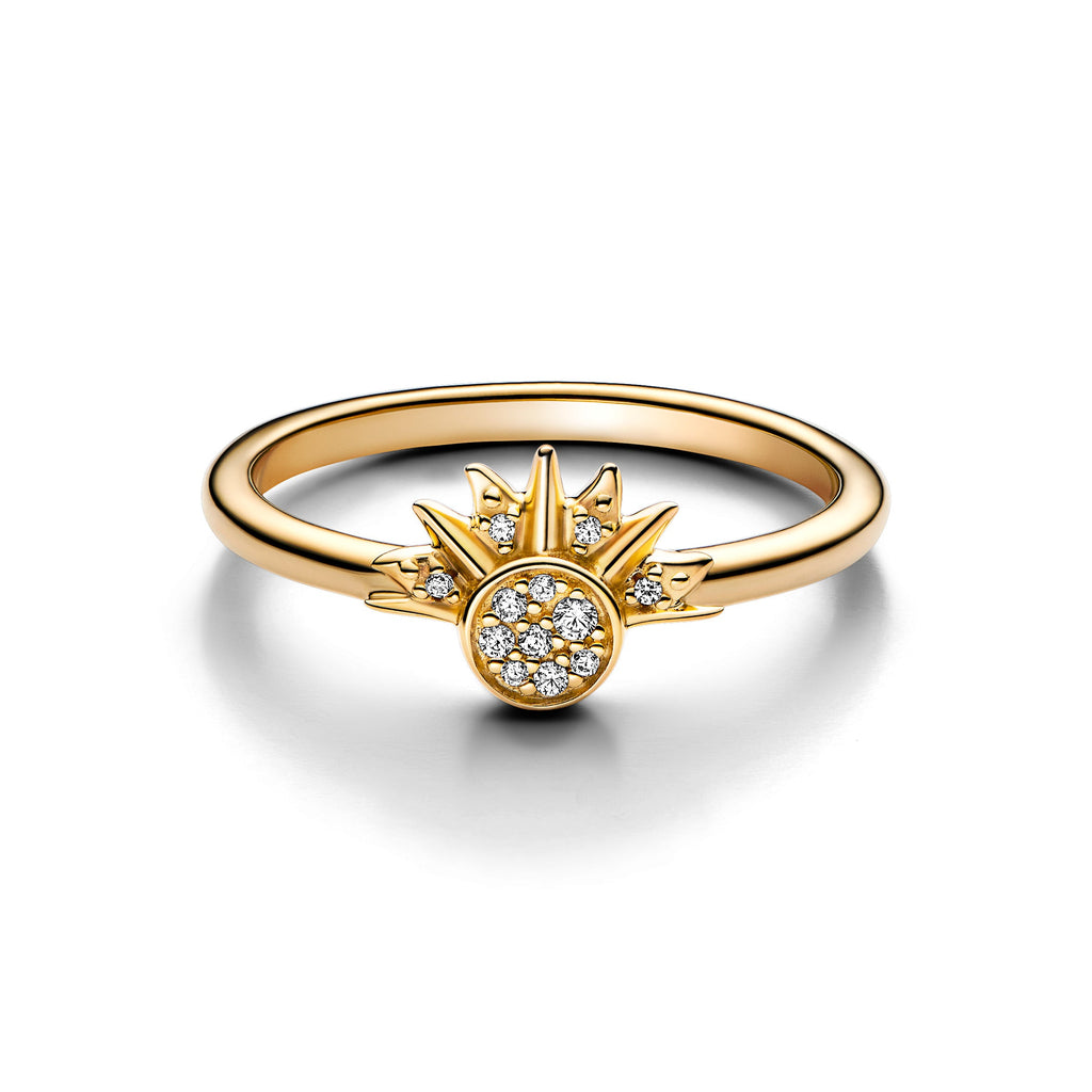 PANDORA Celestial Sparkling Sun Ring 14K Gold Plated Unique Metal Blend Rings Statement Ring Jewelry Gift