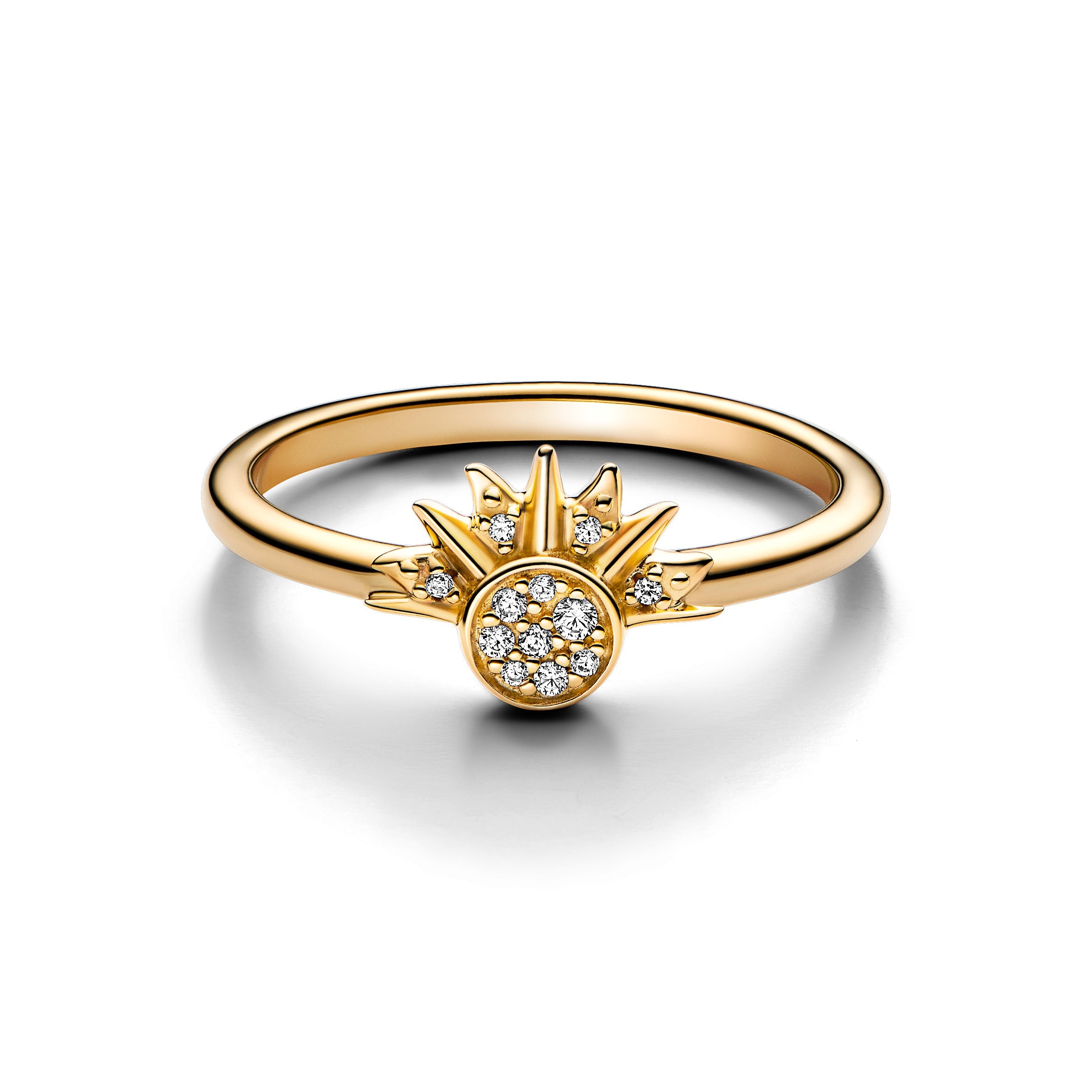 PANDORA Celestial Sparkling Sun Ring 14K Gold Plated Unique Metal Blend Rings Statement Ring Jewelry Gift