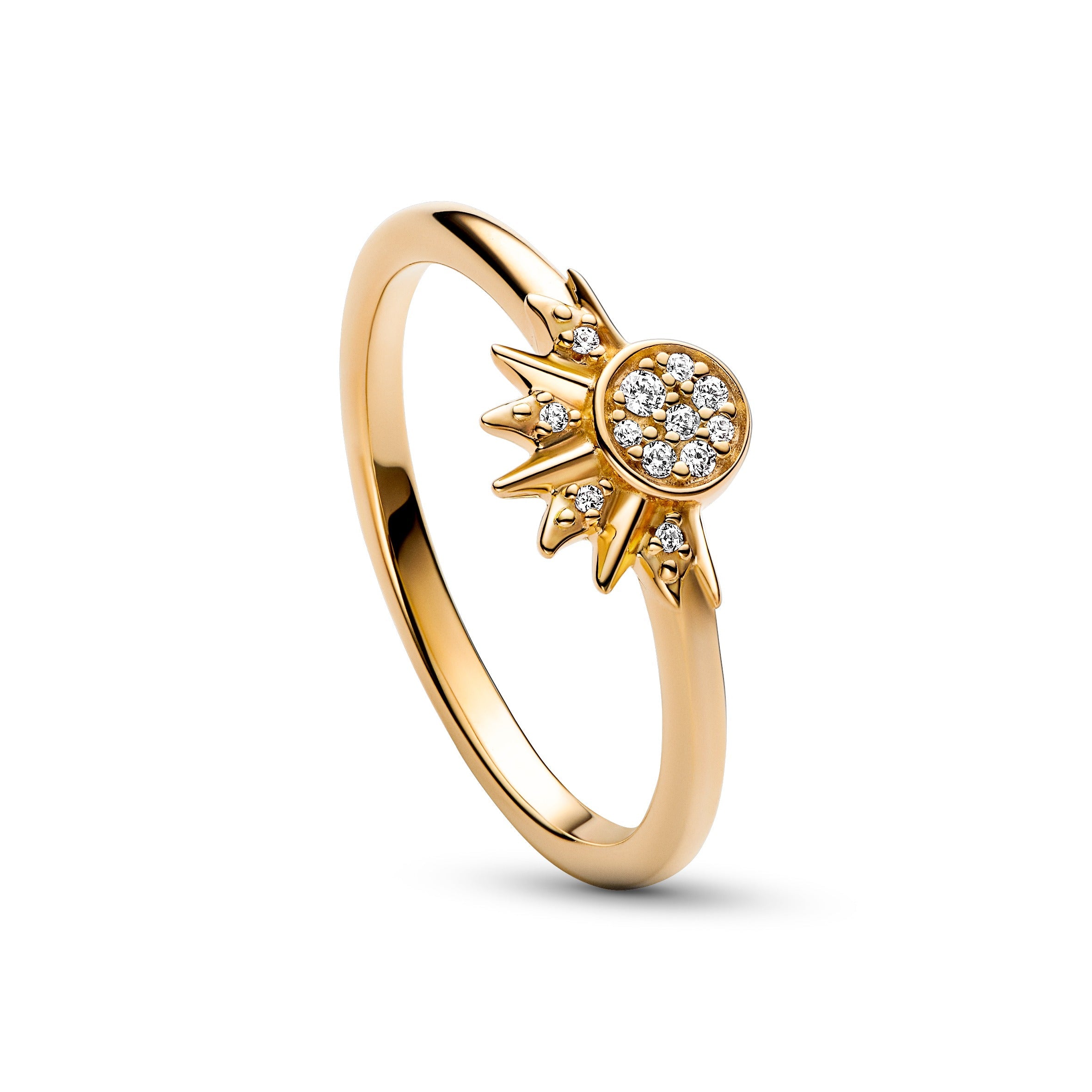 PANDORA Celestial Sparkling Sun Ring 14K Gold Plated Unique Metal Blend Rings Statement Ring Jewelry Gift