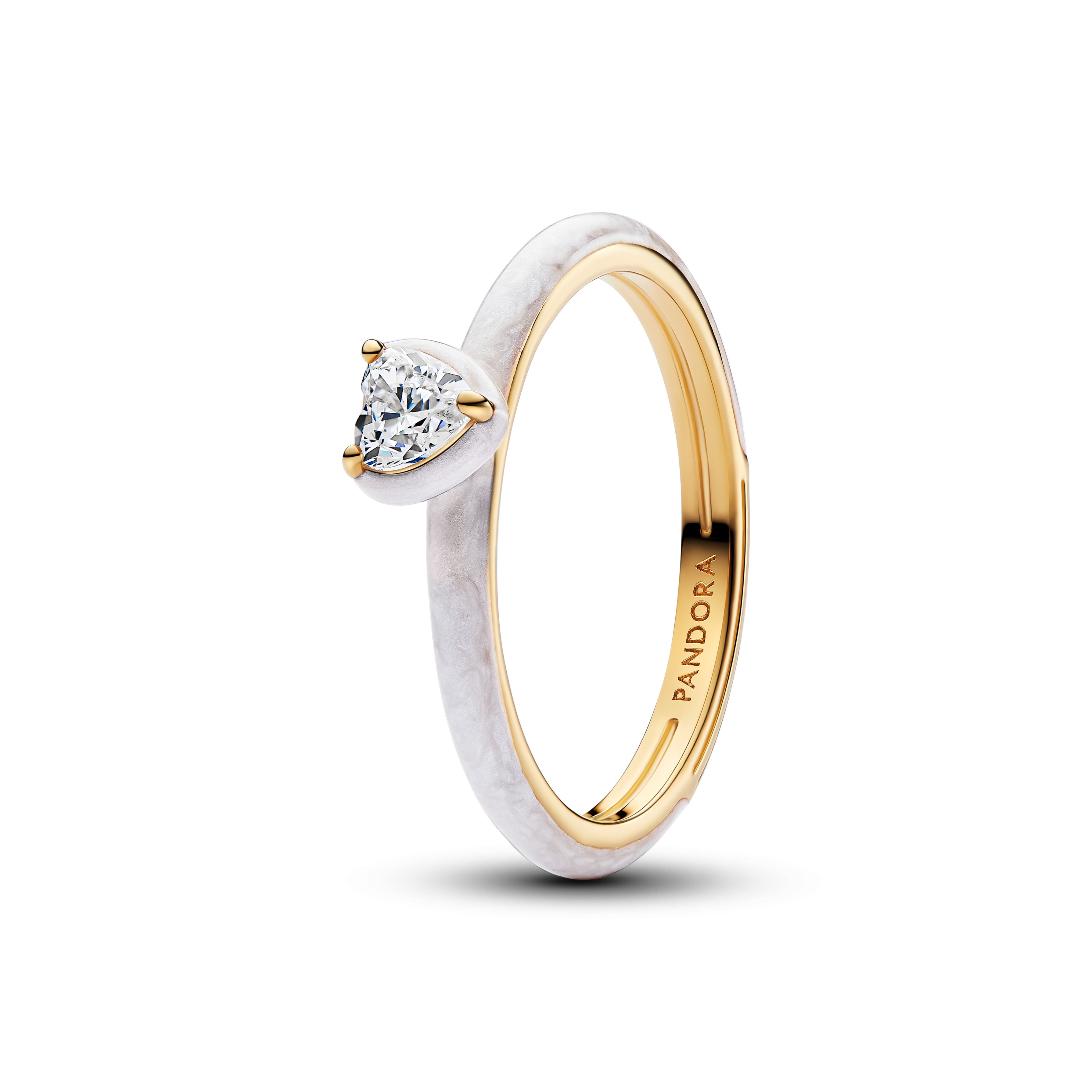 PANDORA White Chakra Heart Ring 14K Gold Plated Unique Metal Blend Rings Statement Ring Jewelry Gift