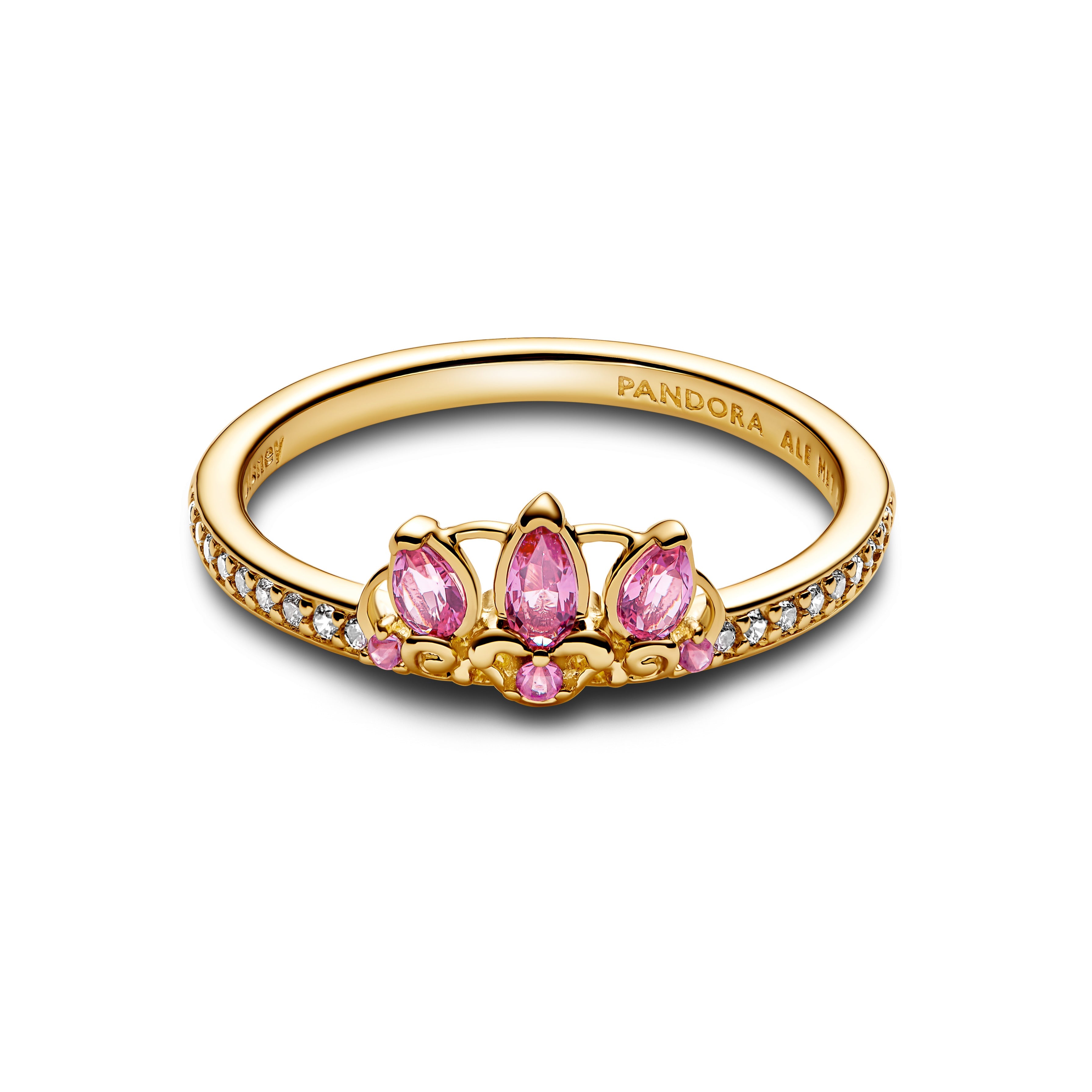 PANDORA Disney Princess Rapunzel Tiara Ring 14K Gold Plated Unique Metal Blend Rings Statement Ring Jewelry Gift