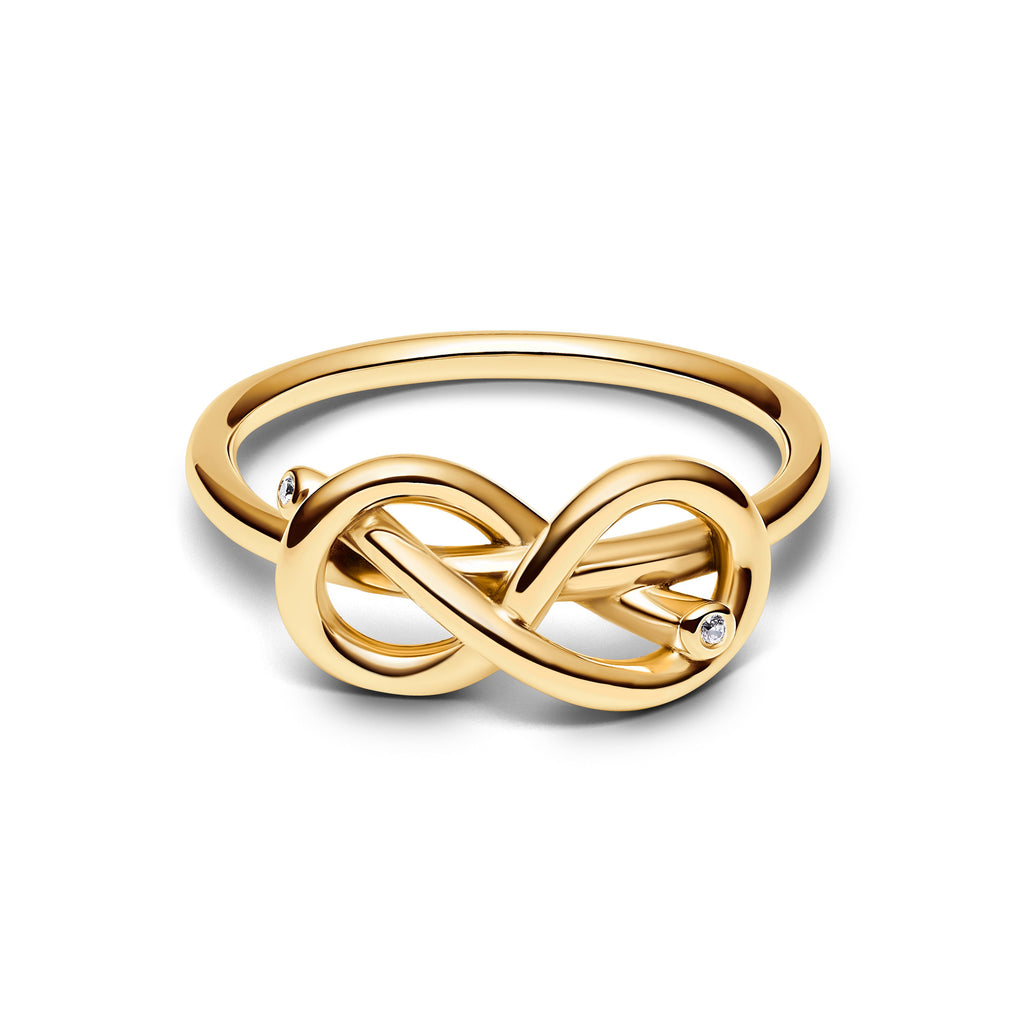 PANDORA Infinity Knot Ring 14K Gold Plated Unique Metal Blend Rings Statement Ring Jewelry Gift