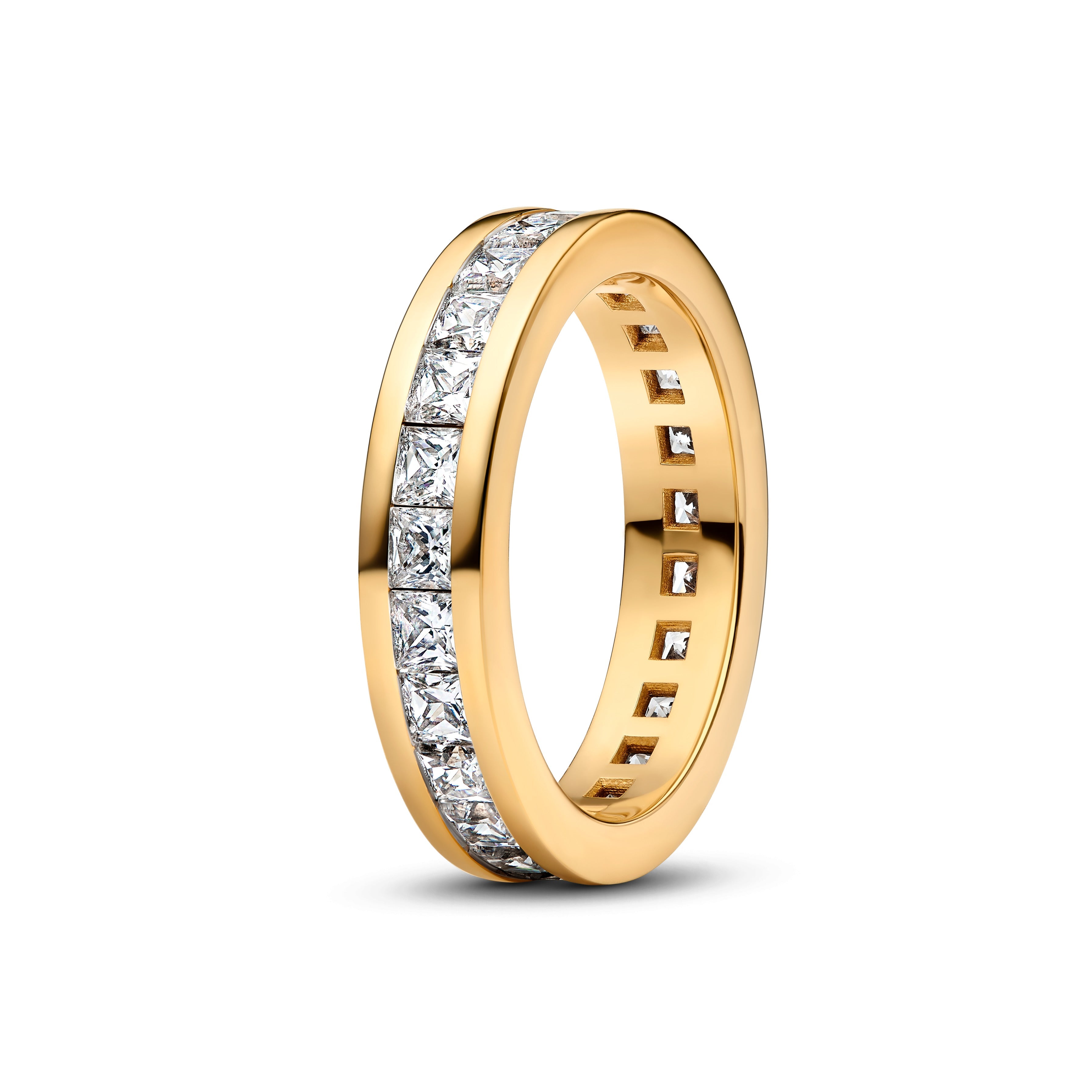 PANDORA Eternity Channel Ring 14K Gold Plated Unique Metal Blend Weddings Rings Statement Ring Jewelry Gift