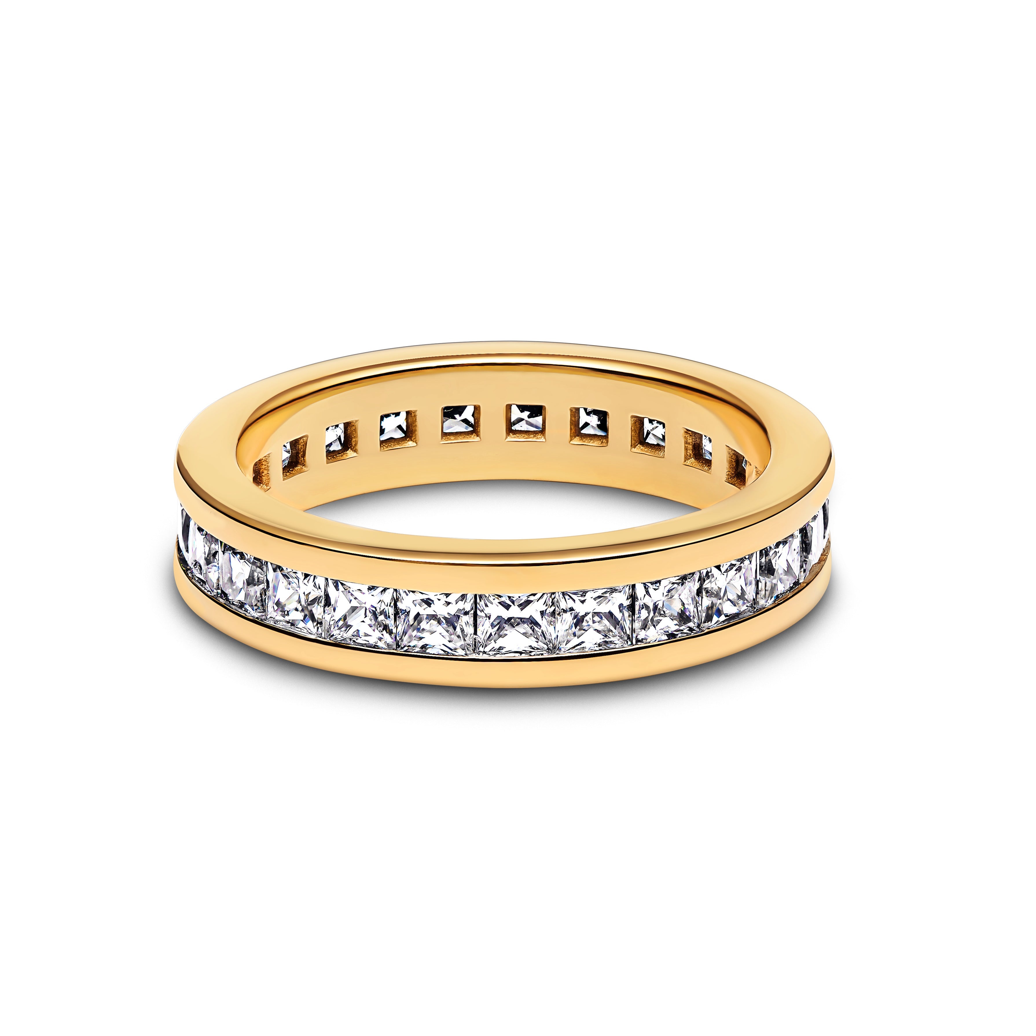 PANDORA Eternity Channel Ring 14K Gold Plated Unique Metal Blend Weddings Rings Statement Ring Jewelry Gift