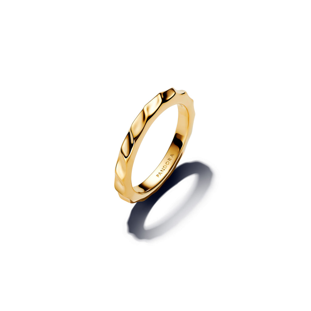 PANDORA Rippled Band Ring 14K Gold Plated Unique Metal Blend Summer Rings Statement Ring Jewelry Gift