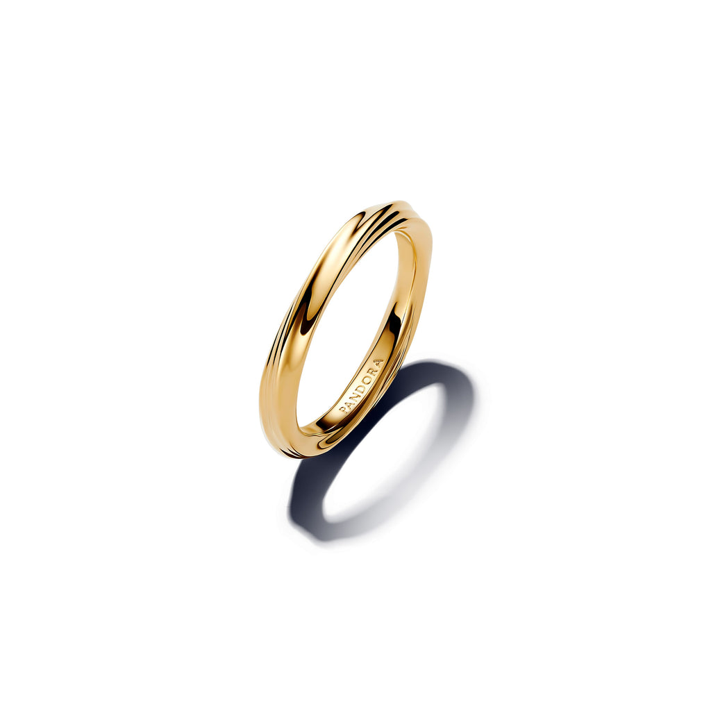 PANDORA Twisted Ring 14K Gold Plated Unique Metal Blend Summer Rings Statement Ring Jewelry Gift