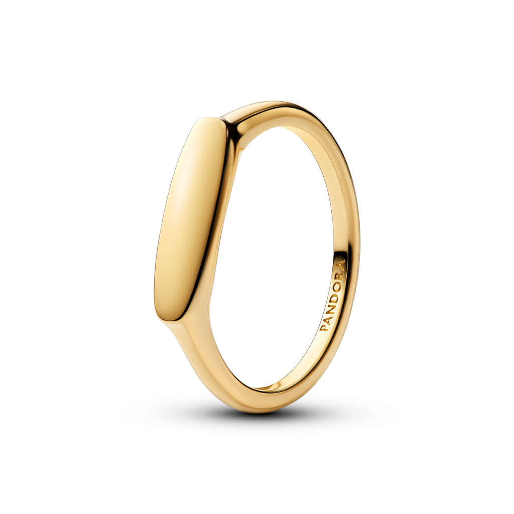 PANDORA Engravable Bar Ring 14K Gold Plated Unique Metal Blend Rings Statement Ring Jewelry Gift