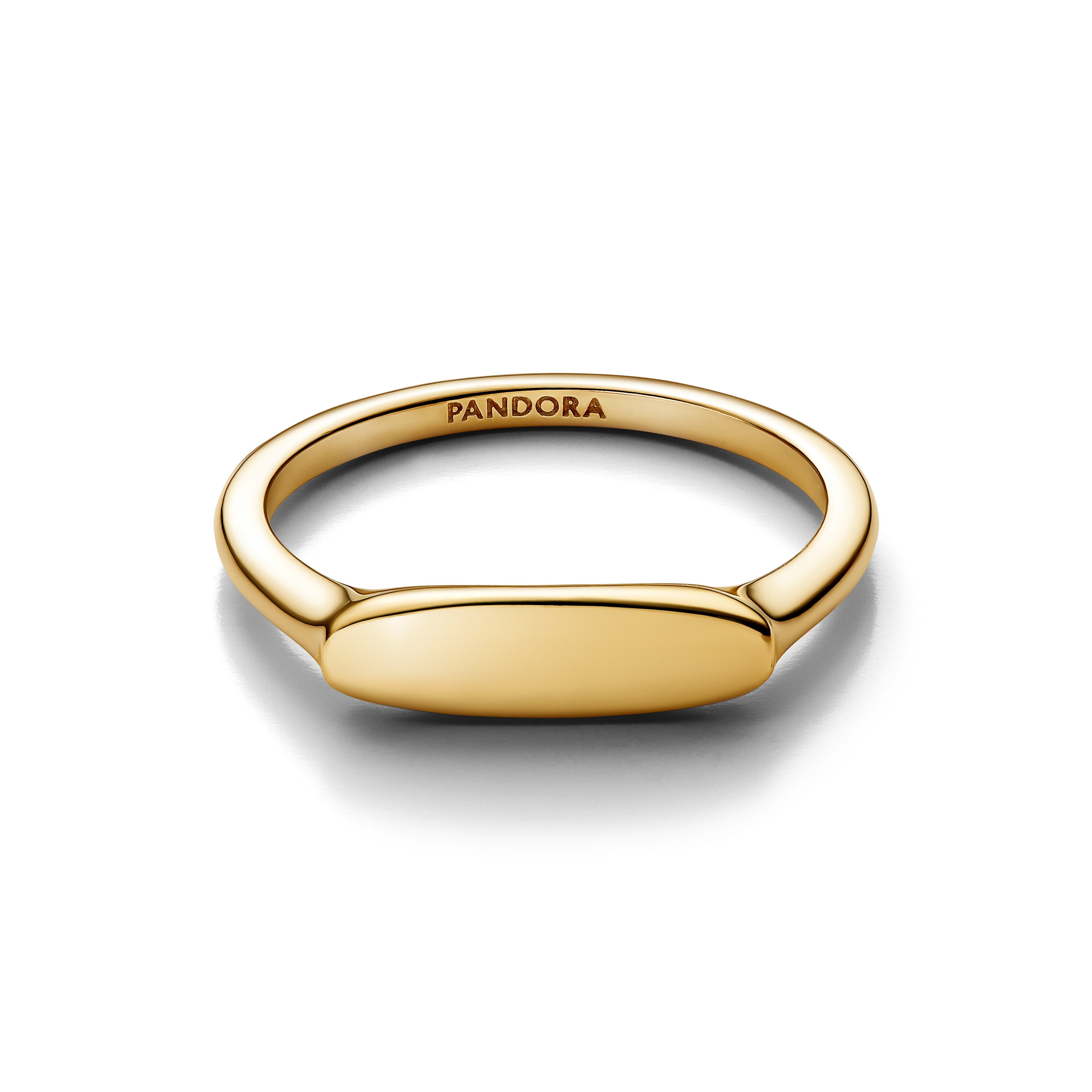PANDORA Engravable Bar Ring 14K Gold Plated Unique Metal Blend Rings Statement Ring Jewelry Gift