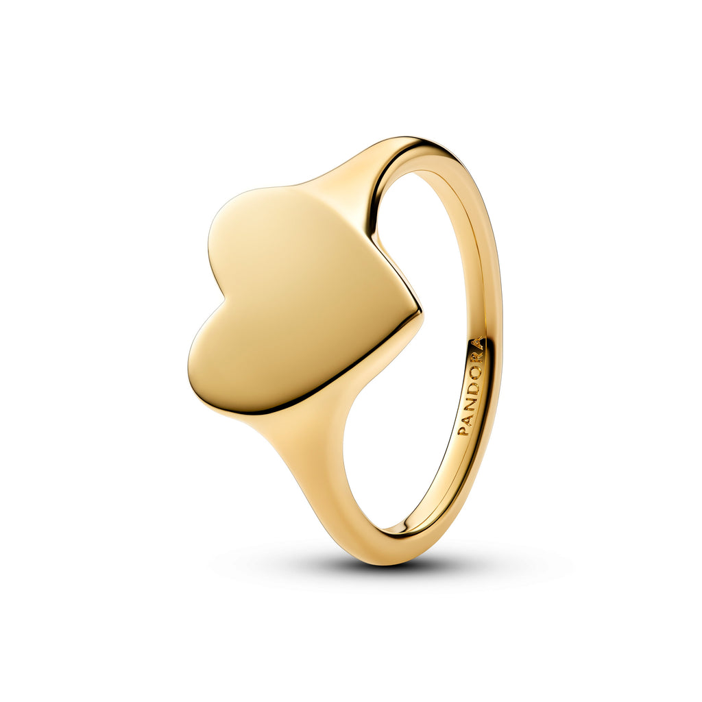 PANDORA Engravable Heart Ring 14K Gold Plated Unique Metal Blend Rings Statement Ring Jewelry Gift