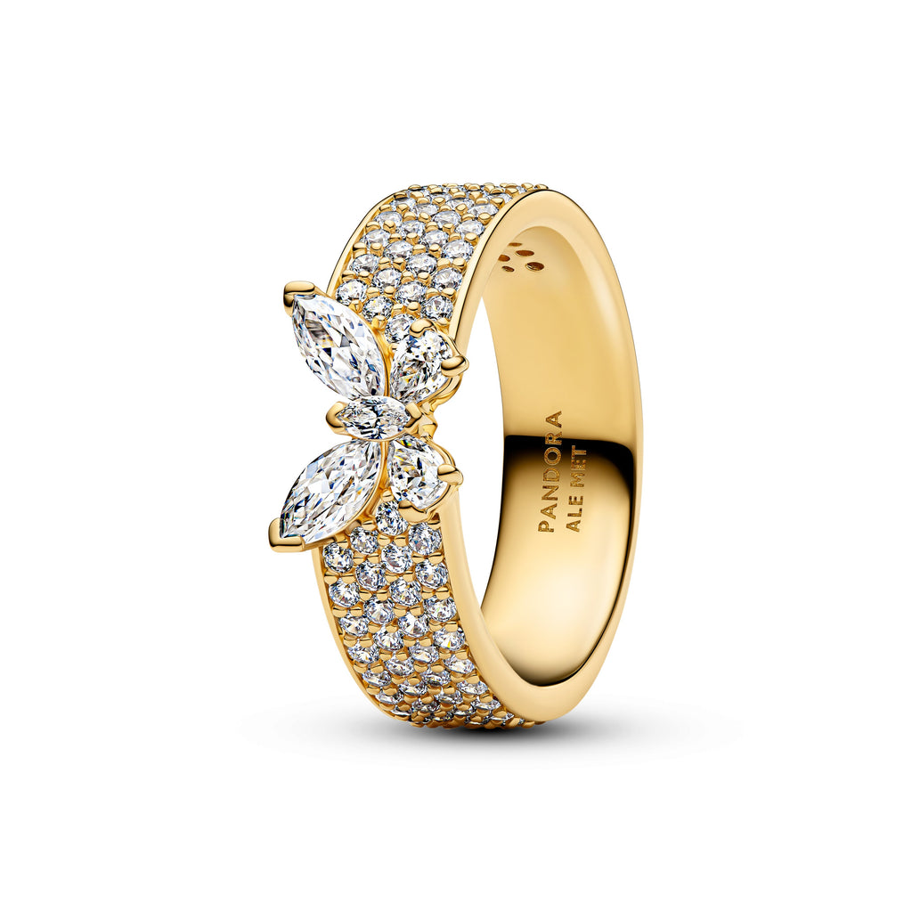 PANDORA Sparkling Butterfly Bold Ring 14K Gold Plated Unique Metal Blend Rings Statement Ring Jewelry Gift