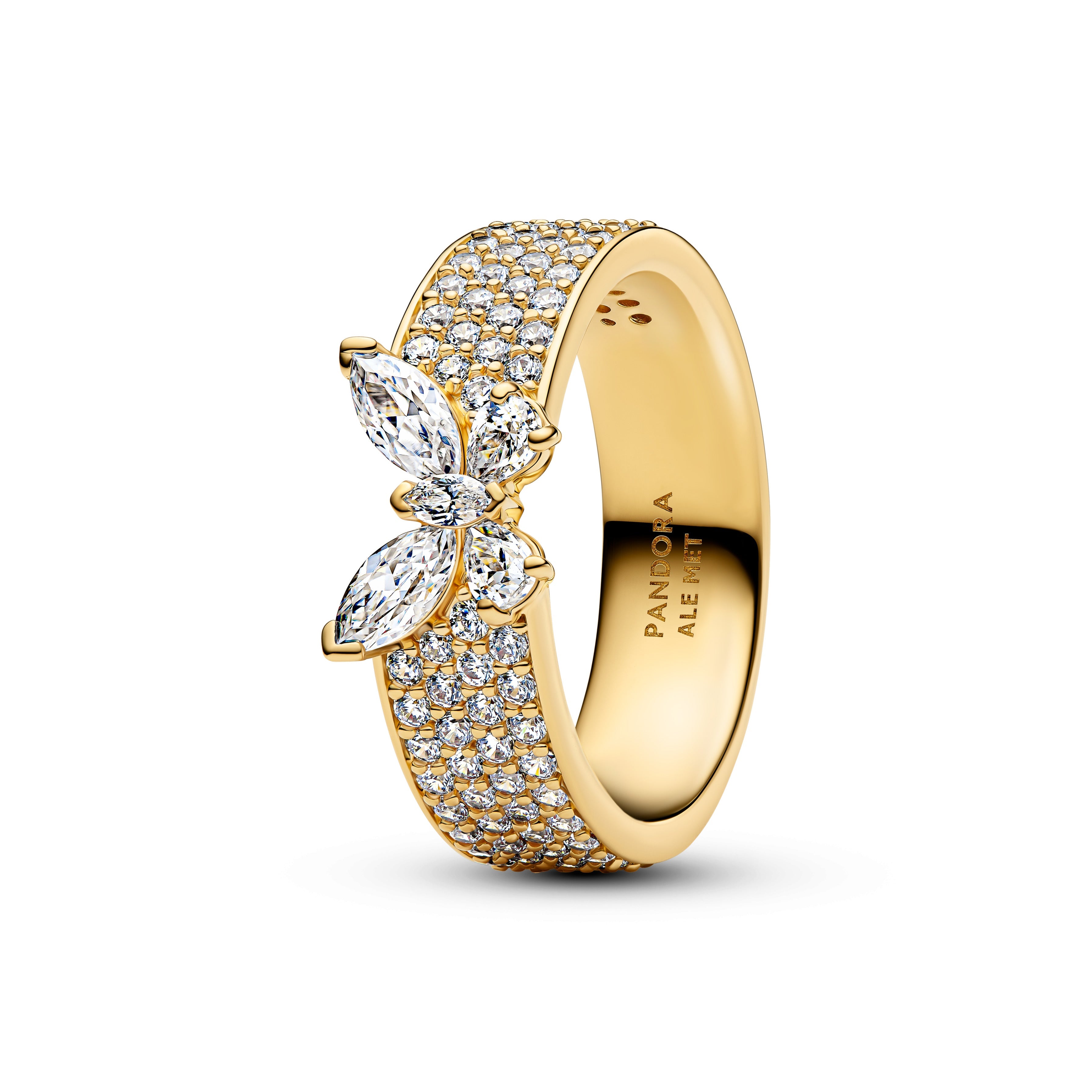 PANDORA Sparkling Butterfly Bold Ring 14K Gold Plated Unique Metal Blend Rings Statement Ring Jewelry Gift