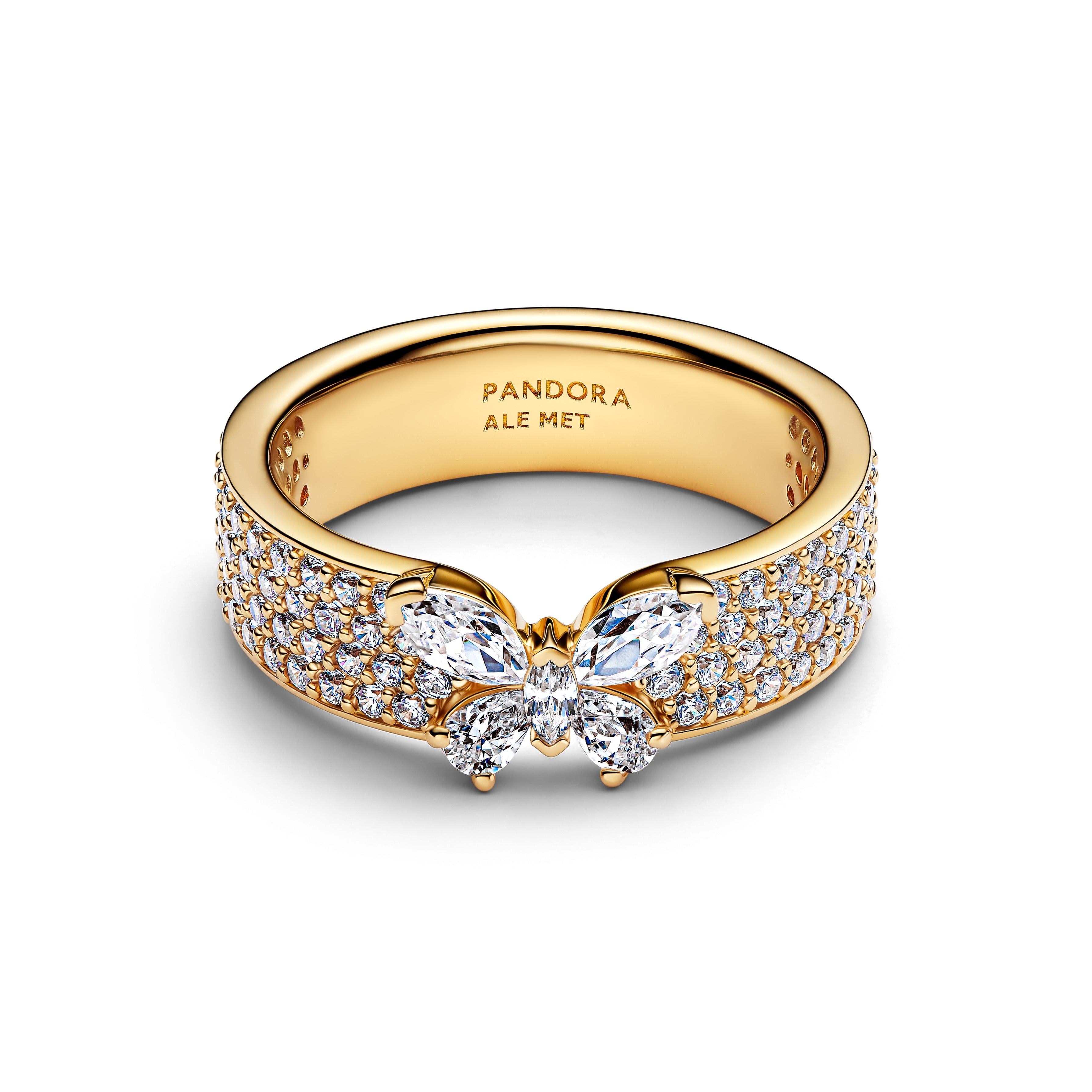 PANDORA Sparkling Butterfly Bold Ring 14K Gold Plated Unique Metal Blend Rings Statement Ring Jewelry Gift