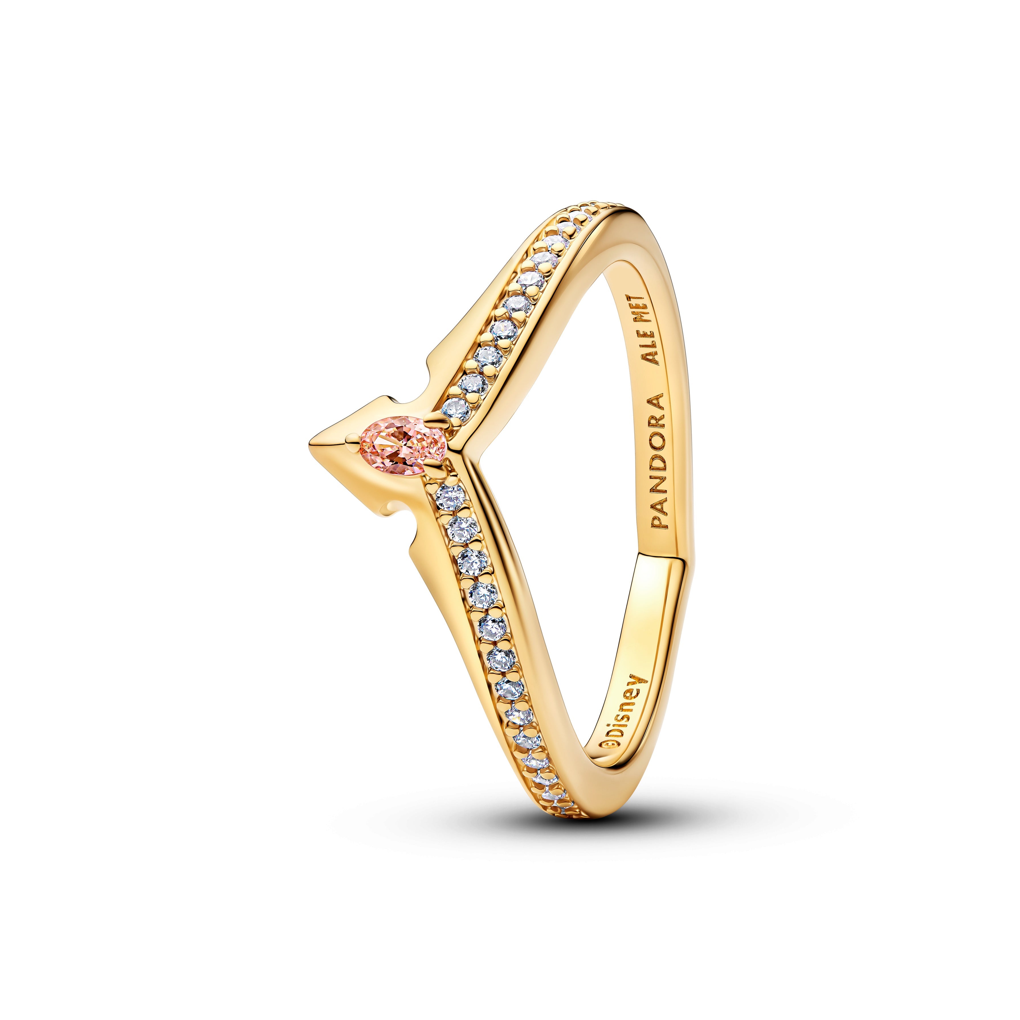 PANDORA Disney Princess Aurora Tiara Ring 14K Gold Plated Unique Metal Blend Rings Statement Ring Jewelry Gift