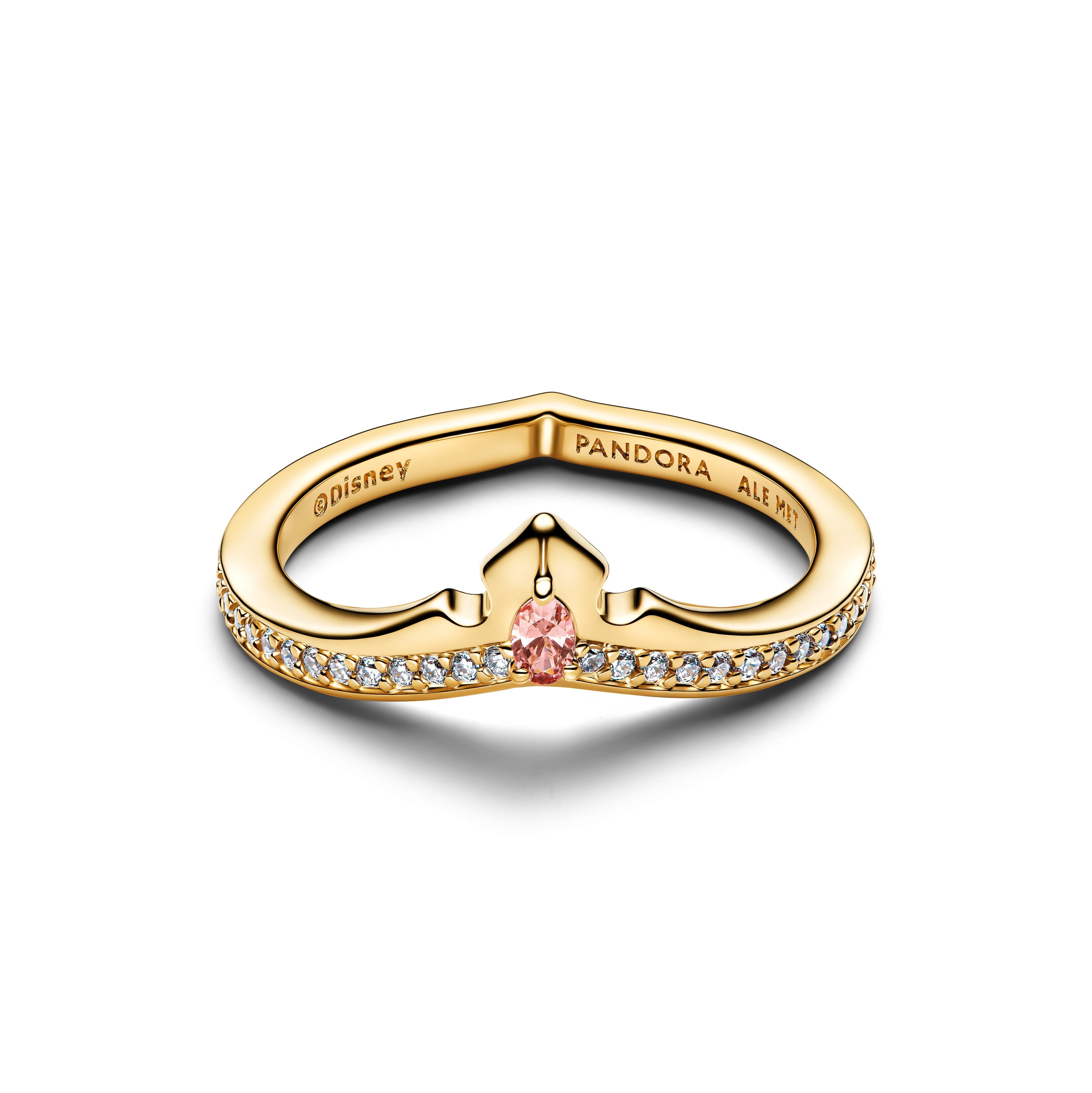 PANDORA Disney Princess Aurora Tiara Ring 14K Gold Plated Unique Metal Blend Rings Statement Ring Jewelry Gift