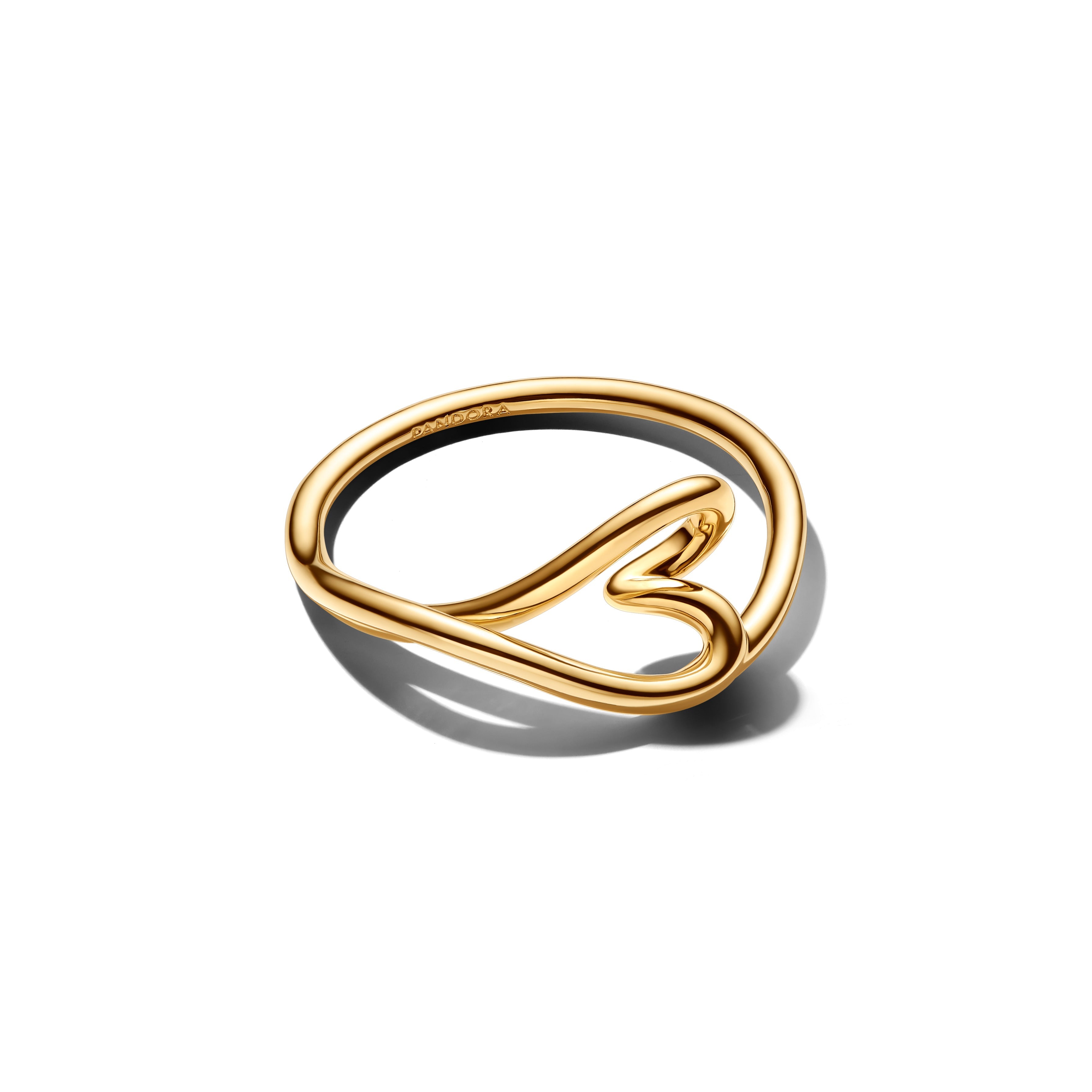 PANDORA Organically Shaped Heart Small Ring 14K Gold Plated Unique Metal Blend Rings Statement Ring Jewelry Gift