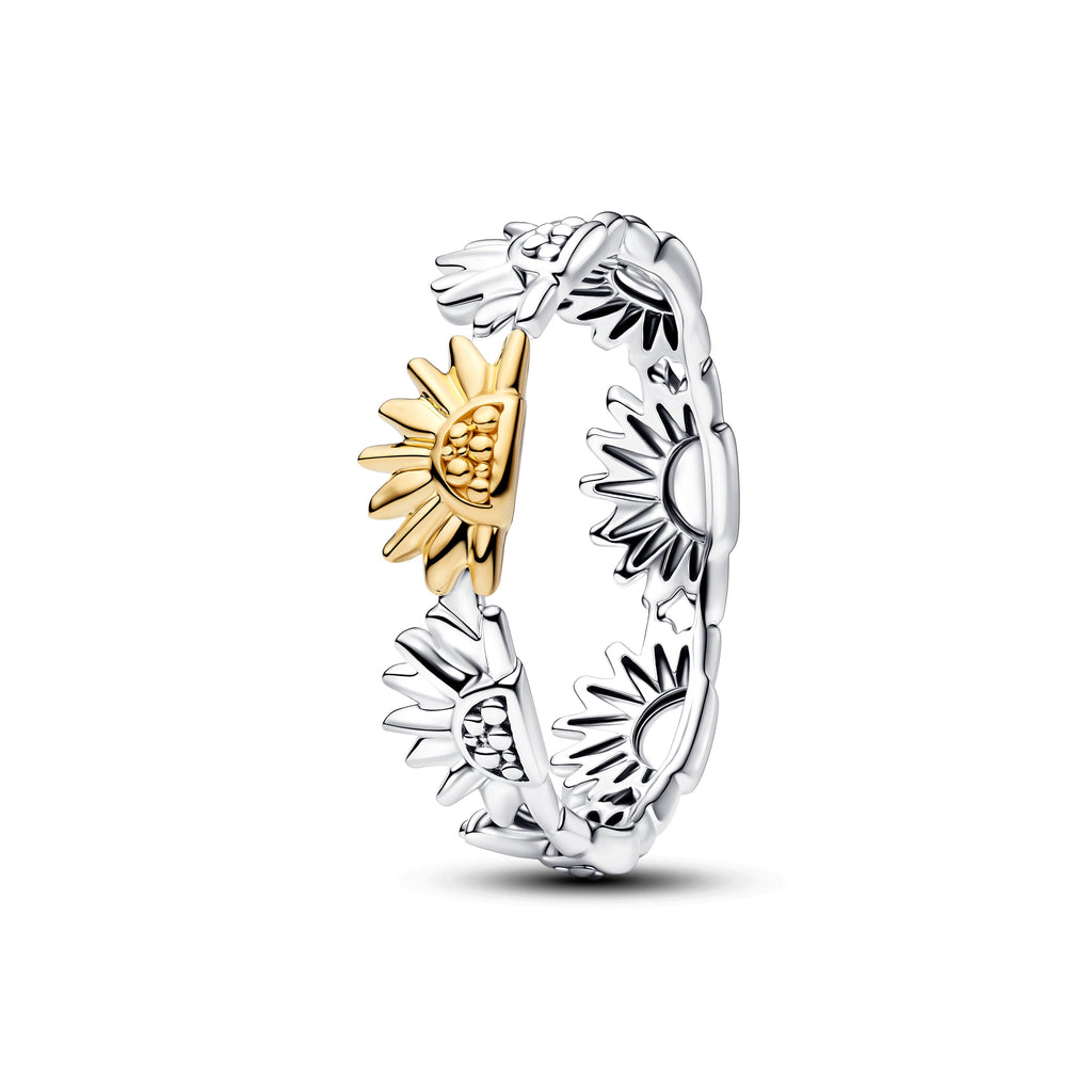 PANDORA Sunflower Two-Tone Band Ring Rings Statement Ring Jewelry Gift