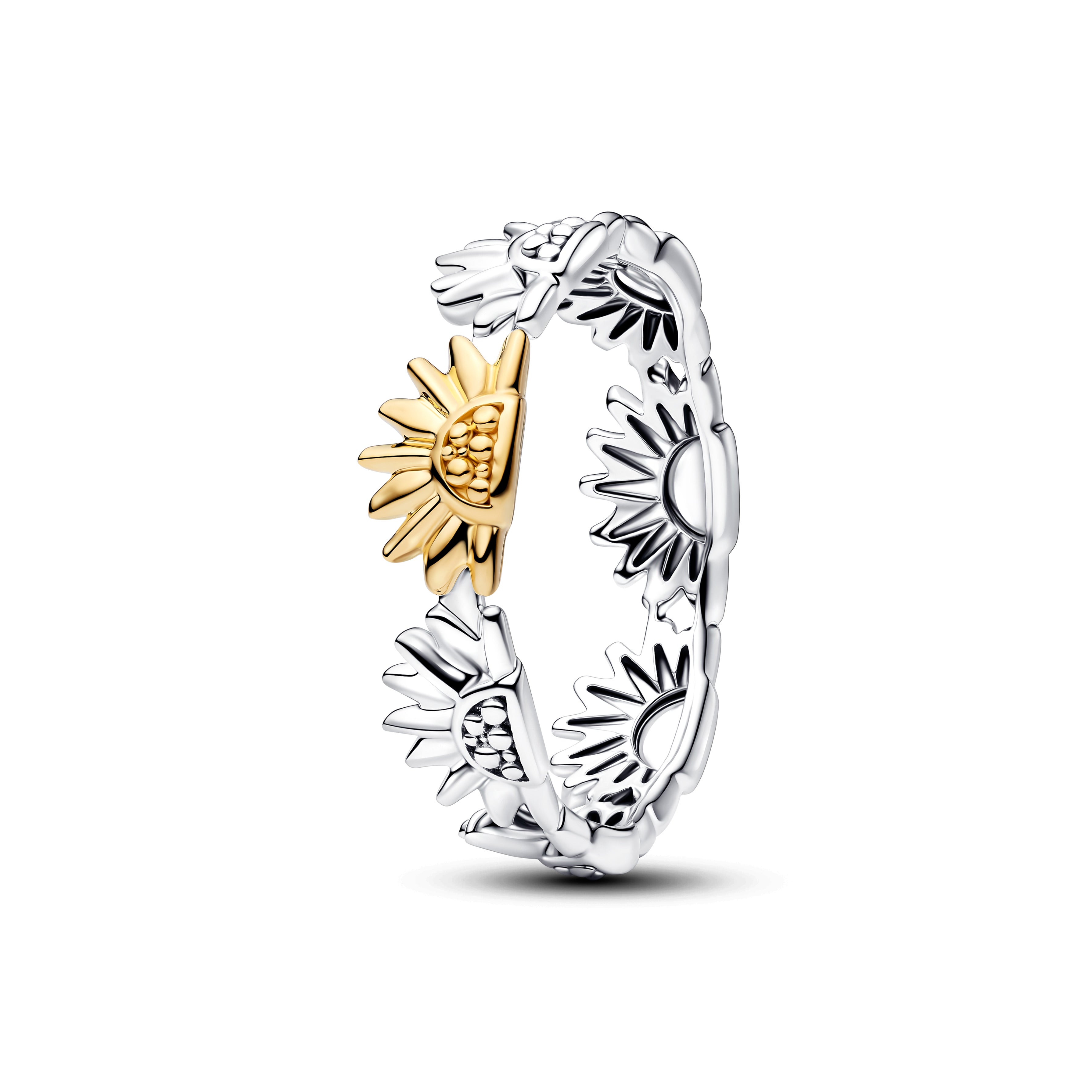 PANDORA Sunflower Two-Tone Band Ring Rings Statement Ring Jewelry Gift