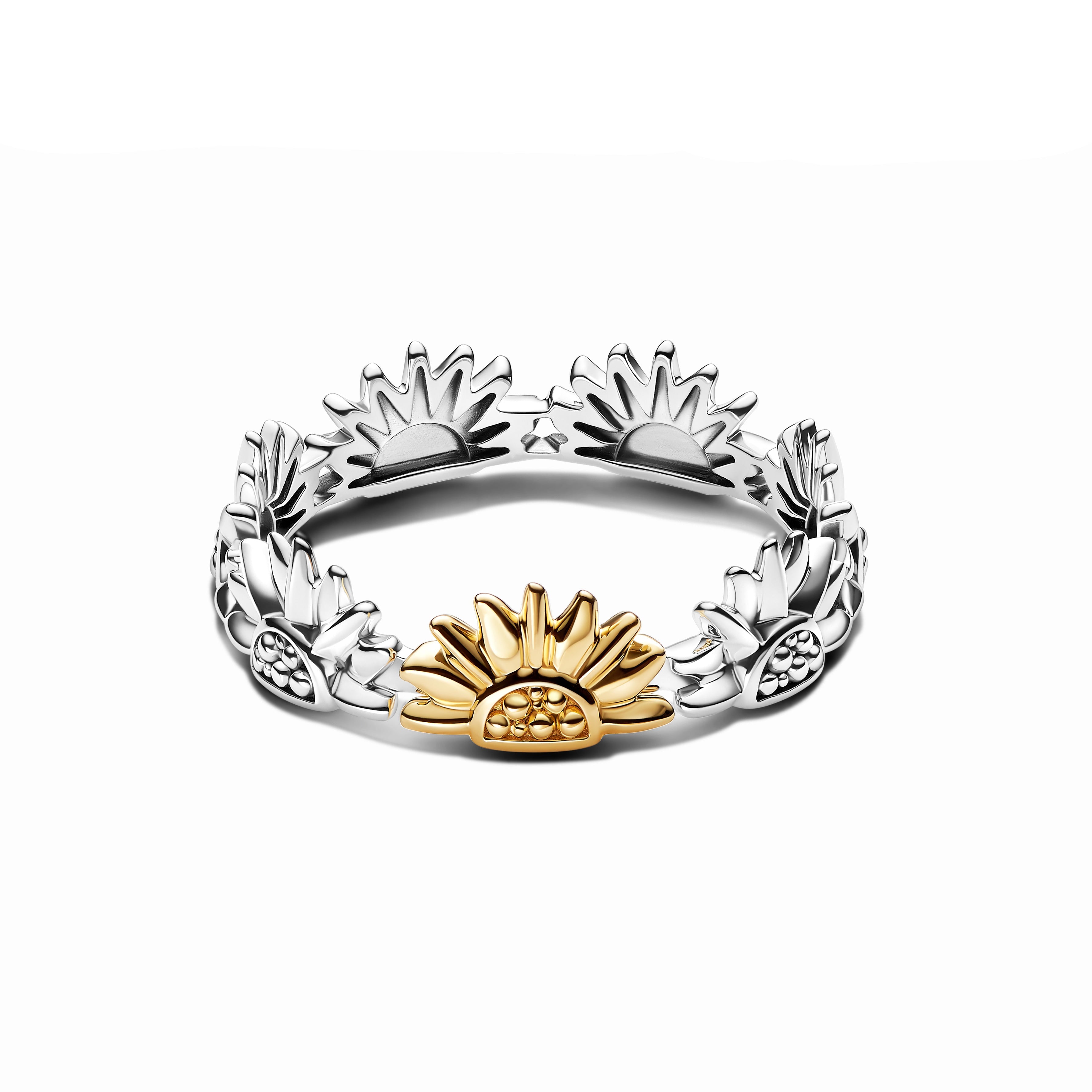 PANDORA Sunflower Two-Tone Band Ring Rings Statement Ring Jewelry Gift