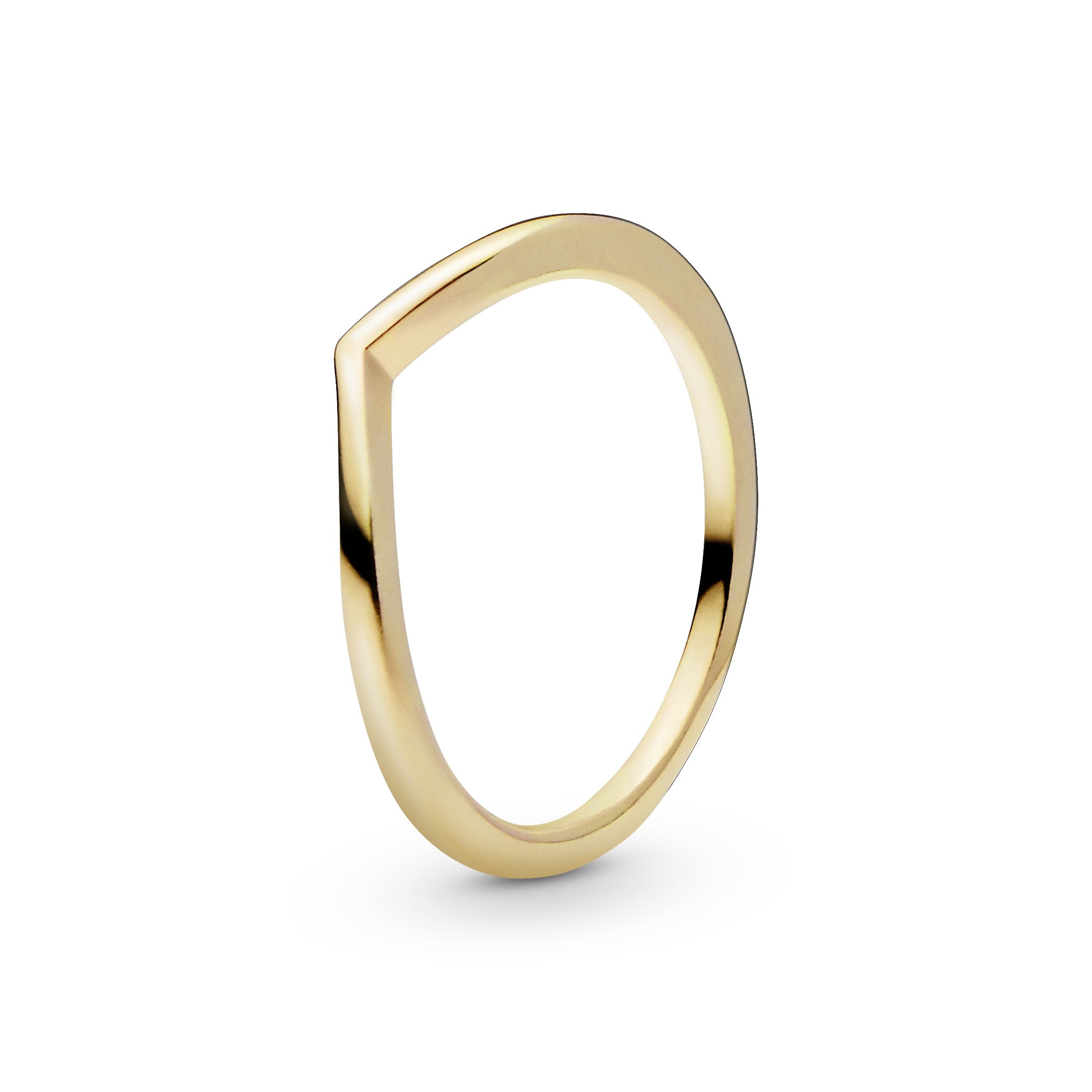 PANDORA Polished Wishbone Ring 14K Gold Plated Unique Metal Blend Rings Statement Ring Jewelry Gift