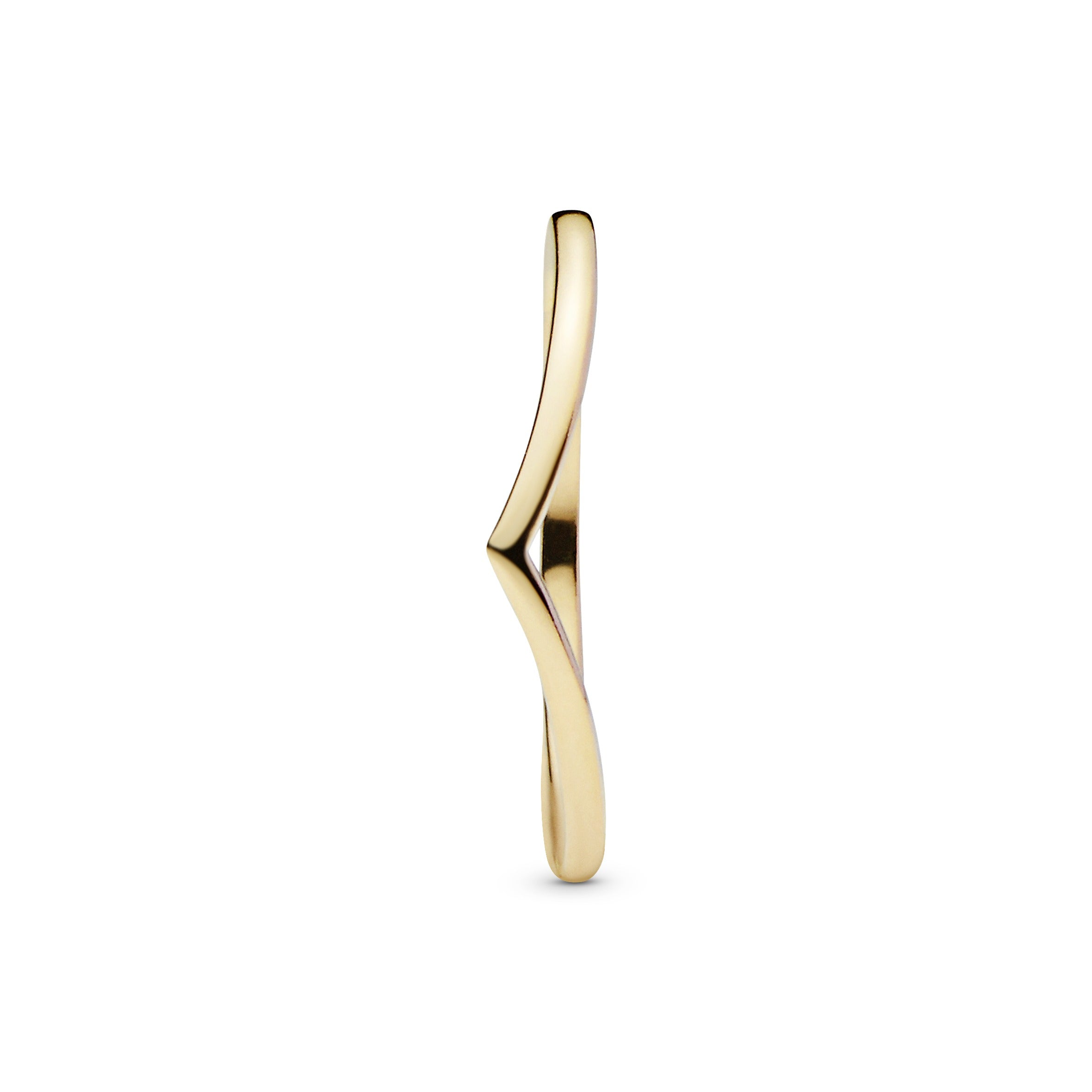 PANDORA Polished Wishbone Ring 14K Gold Plated Unique Metal Blend Rings Statement Ring Jewelry Gift